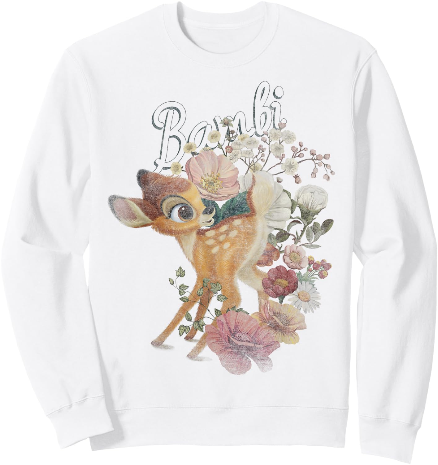 Disney Bambi Vintage Floral Poster Sweatshirt - Sweatshirt | White