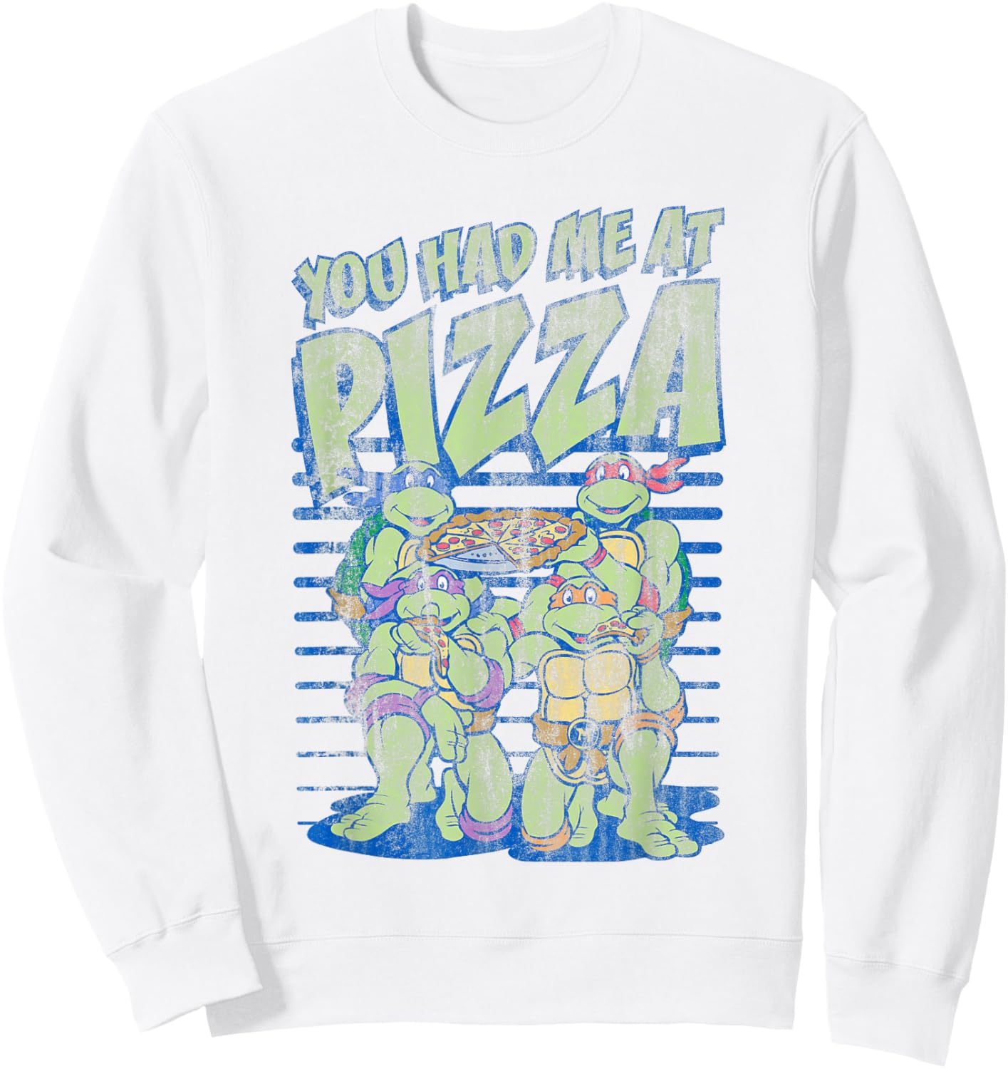 Teenage Mutant Ninja Turtles You Had Me At Pizza Distressed Sweatshirt - Sweatshirt | White