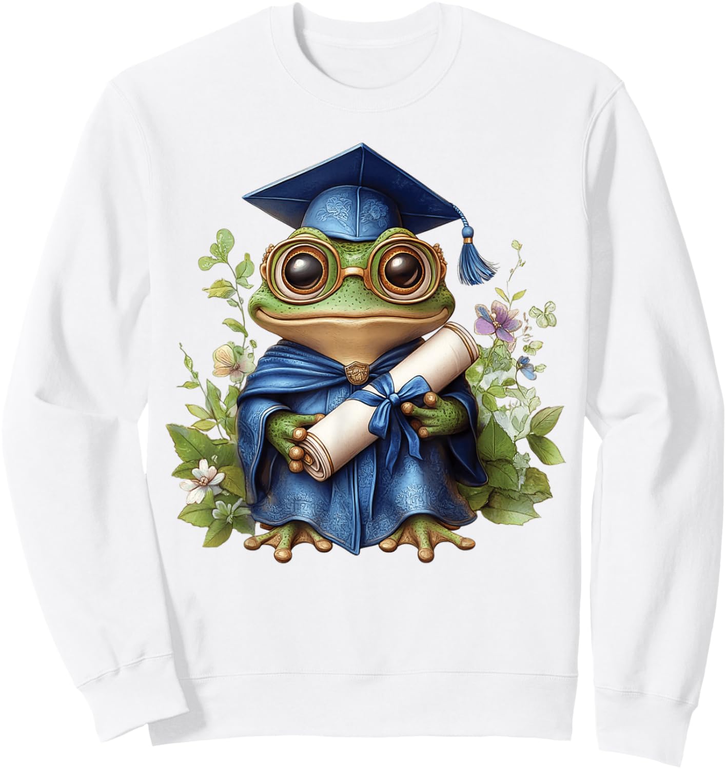 Cute Graduation Frog Holding Diploma T Shirt Sweatshirt - Sweatshirt | White