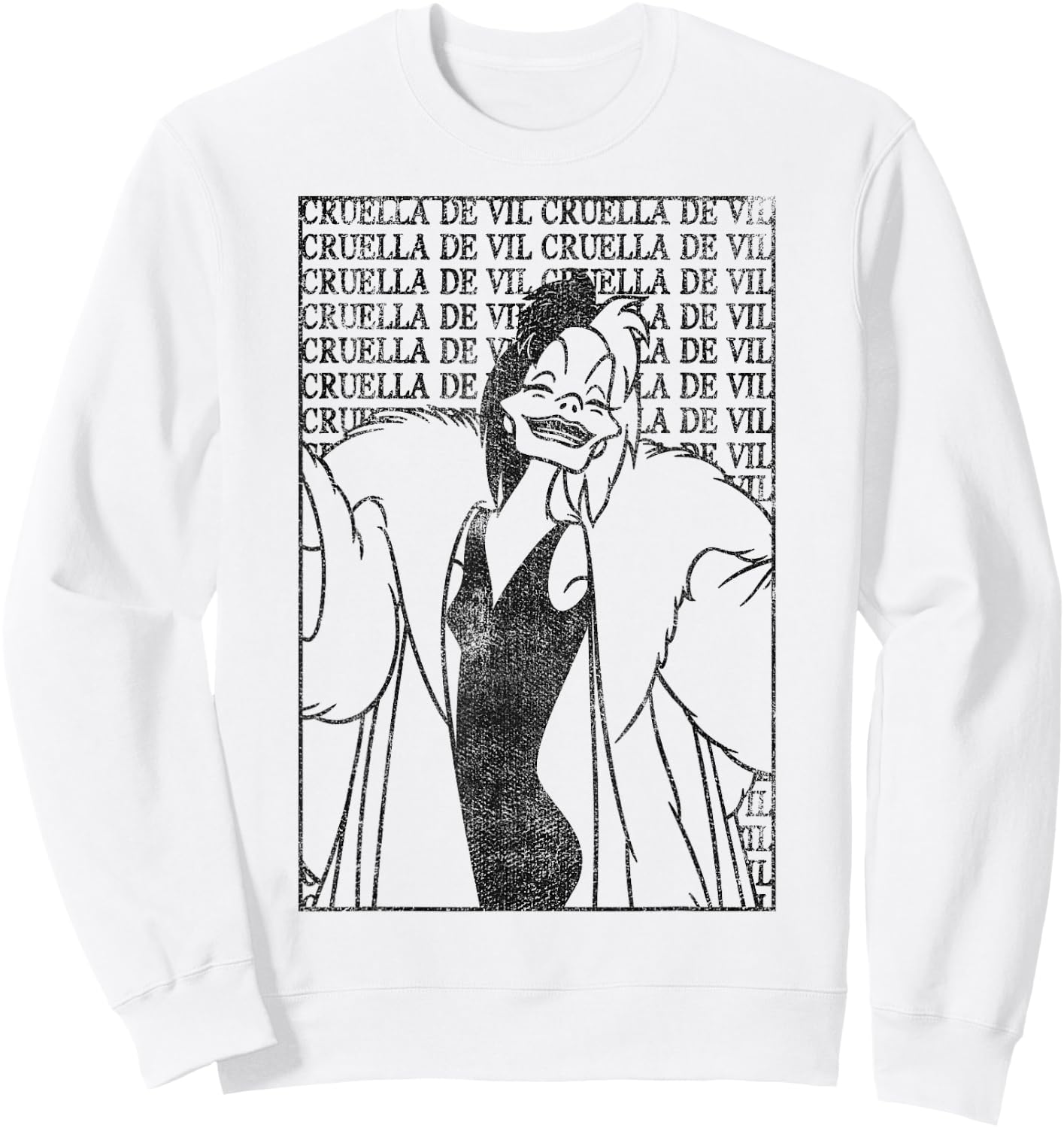 Disney Dalmatians Cruella Card Poster Graphic Sweatshirt - Sweatshirt | White