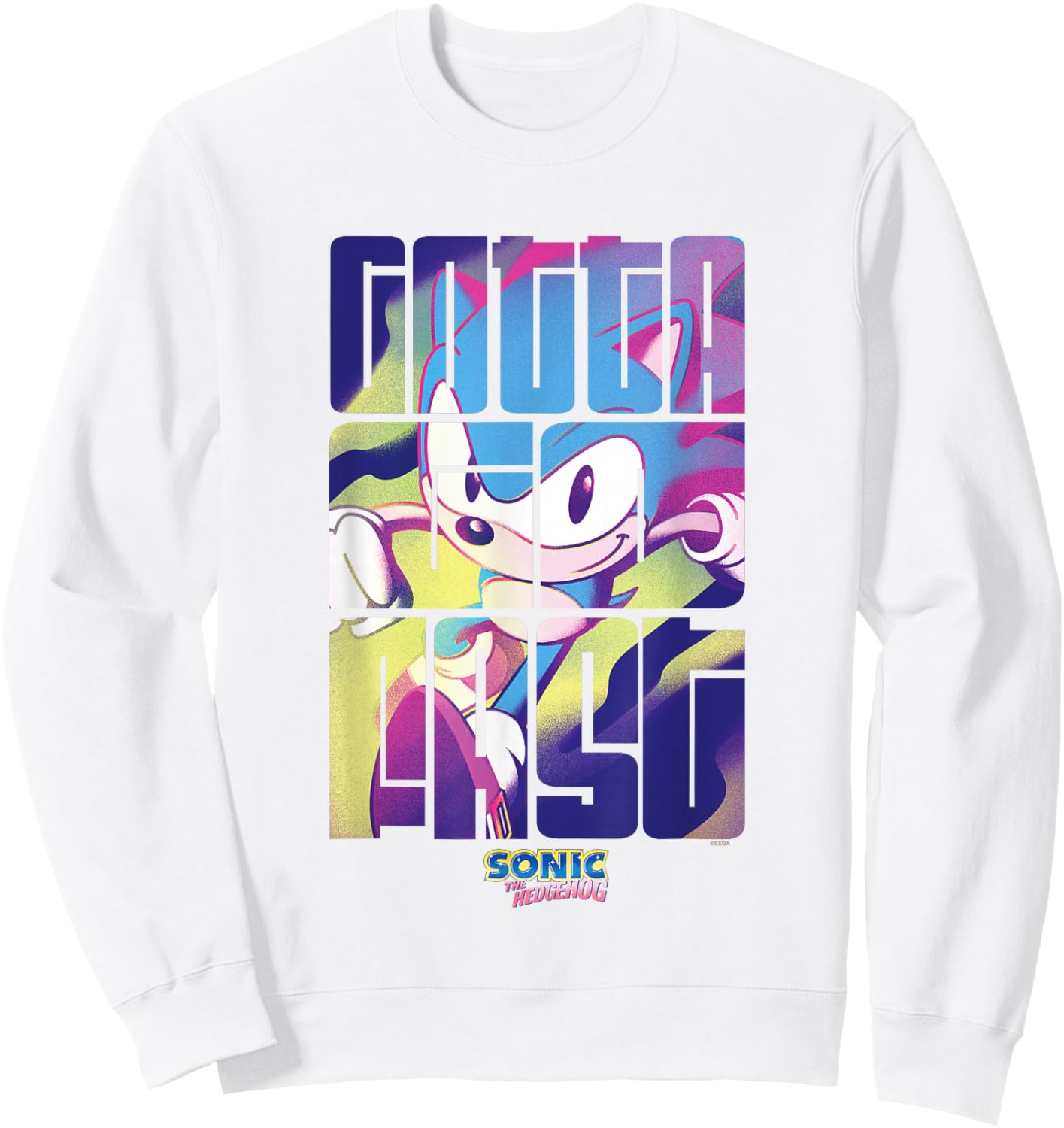 Sonic The Hedgehog Gotta Go Fast Vintage Logo Sweatshirt - Sweatshirt | White