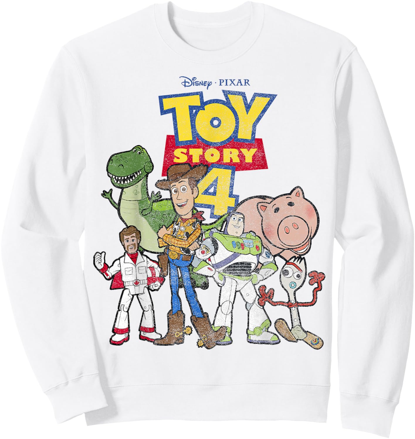 Disney Pixar Toy Story 4 Main Cast Movie Logo Poster Sweatshirt - Sweatshirt | White