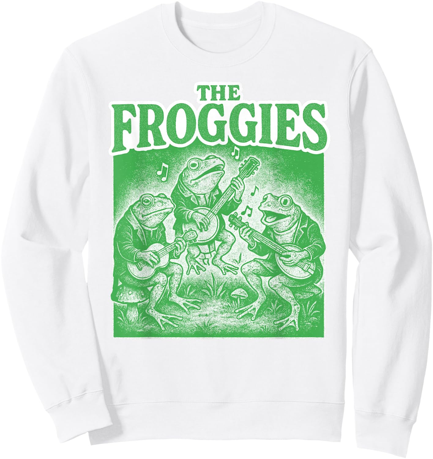 The Froggies Frog Band Art - Vintage Musical Frogs Sweatshirt - Sweatshirt | White