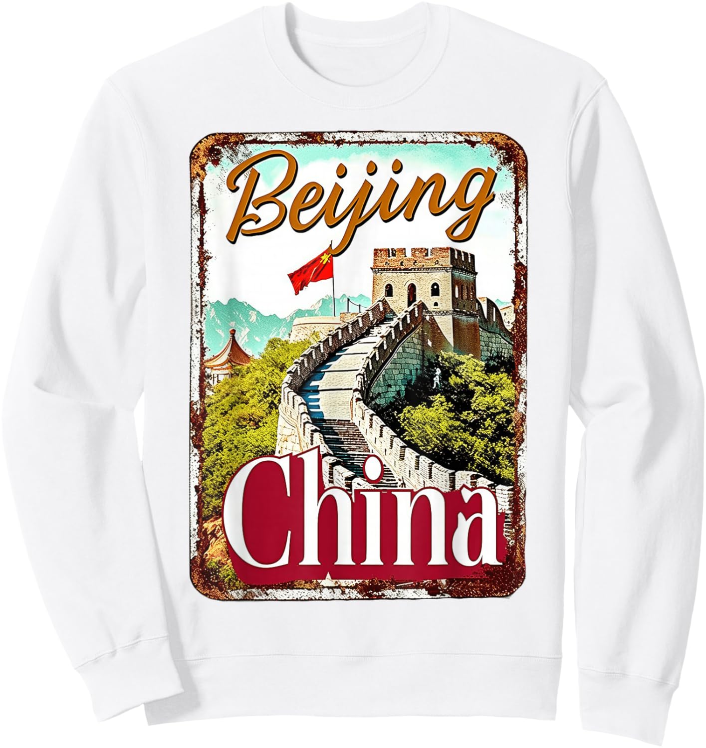 Beijing China Great Wall Heritage Architecture City Trip Sweatshirt - Sweatshirt | White