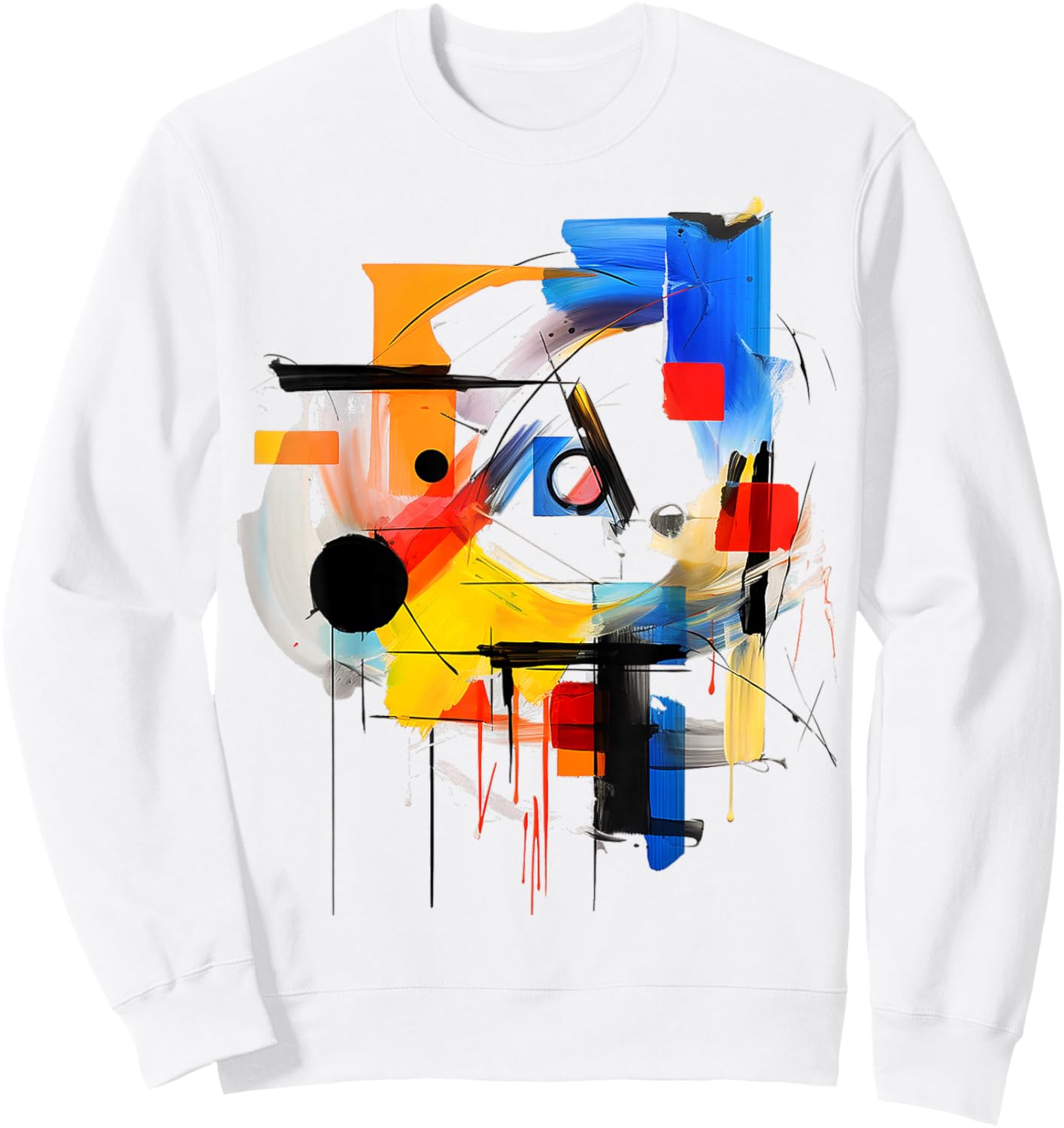 Art Colorful Abstract Geometric Painting Graphic Art Sweatshirt - Sweatshirt | White