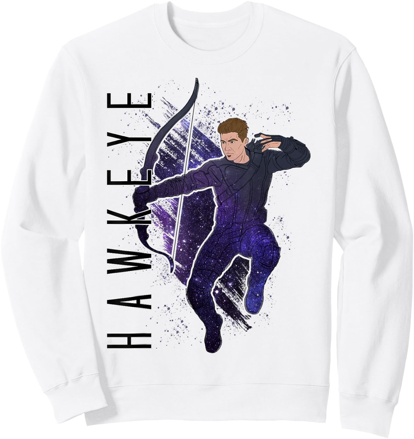 Marvel Avengers Endgame Hawkeye Galaxy Painted Sweatshirt - Sweatshirt | White