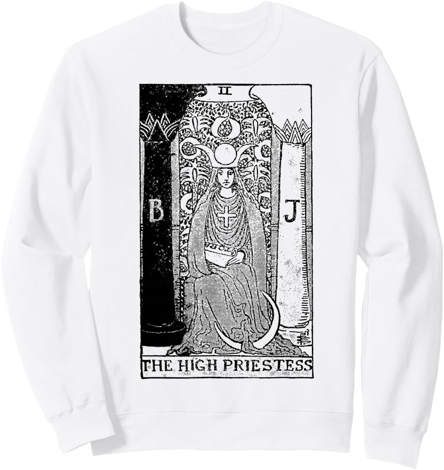 Vintage High Priestess Tarot Card Sweatshirt - Sweatshirt | White