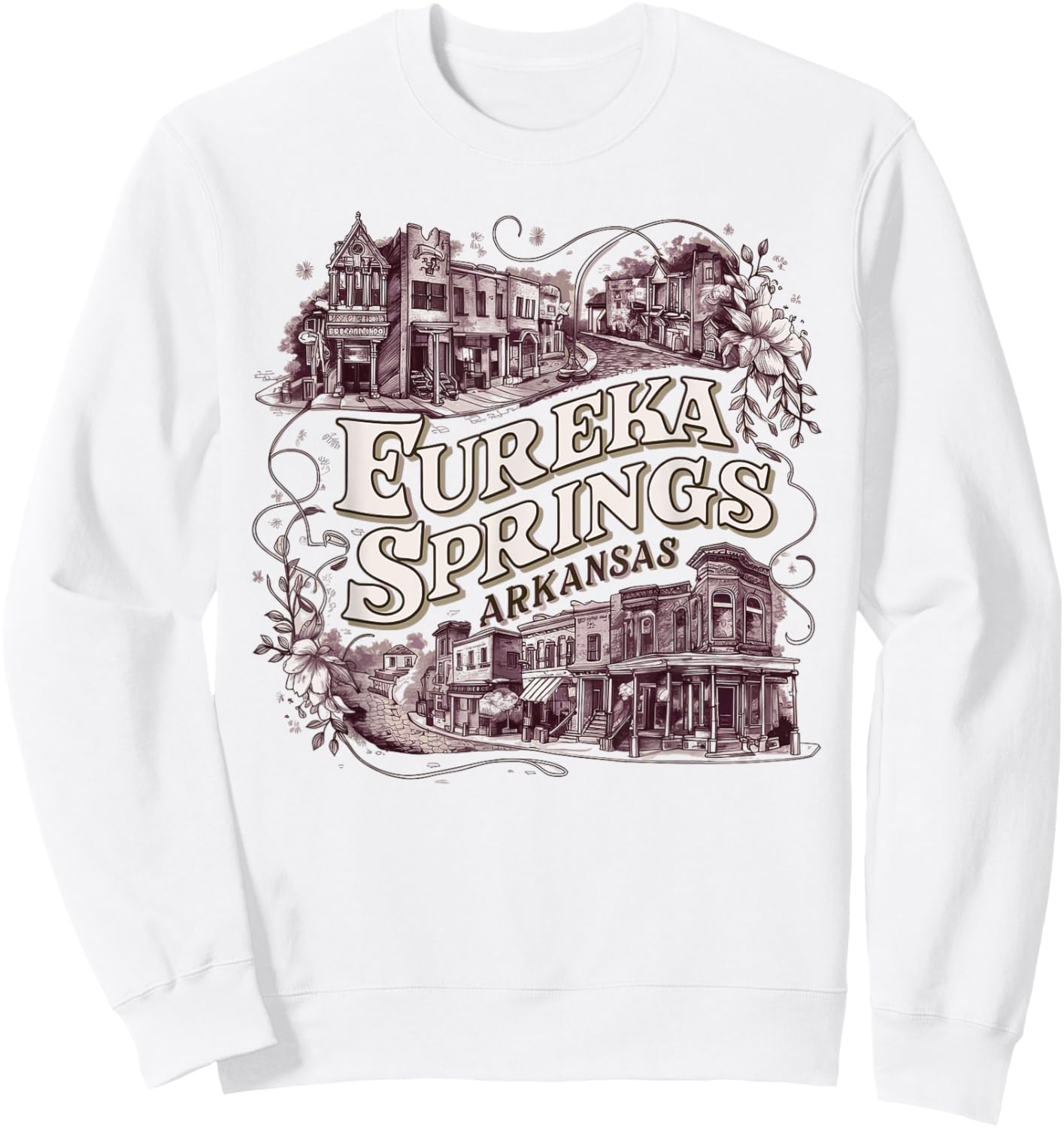 Eureka Springs Arkansas Vintage Travel Town Sweatshirt - Sweatshirt | White