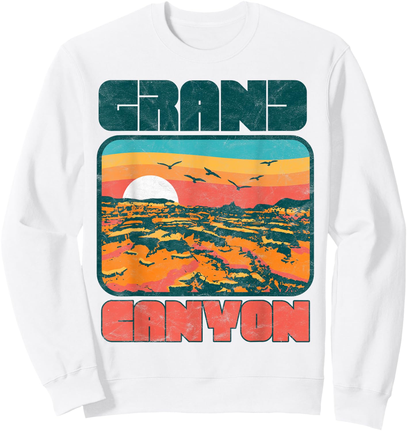 Vintage 80's Grand Canyon Retro Vibe Graphic Sweatshirt - Sweatshirt | White