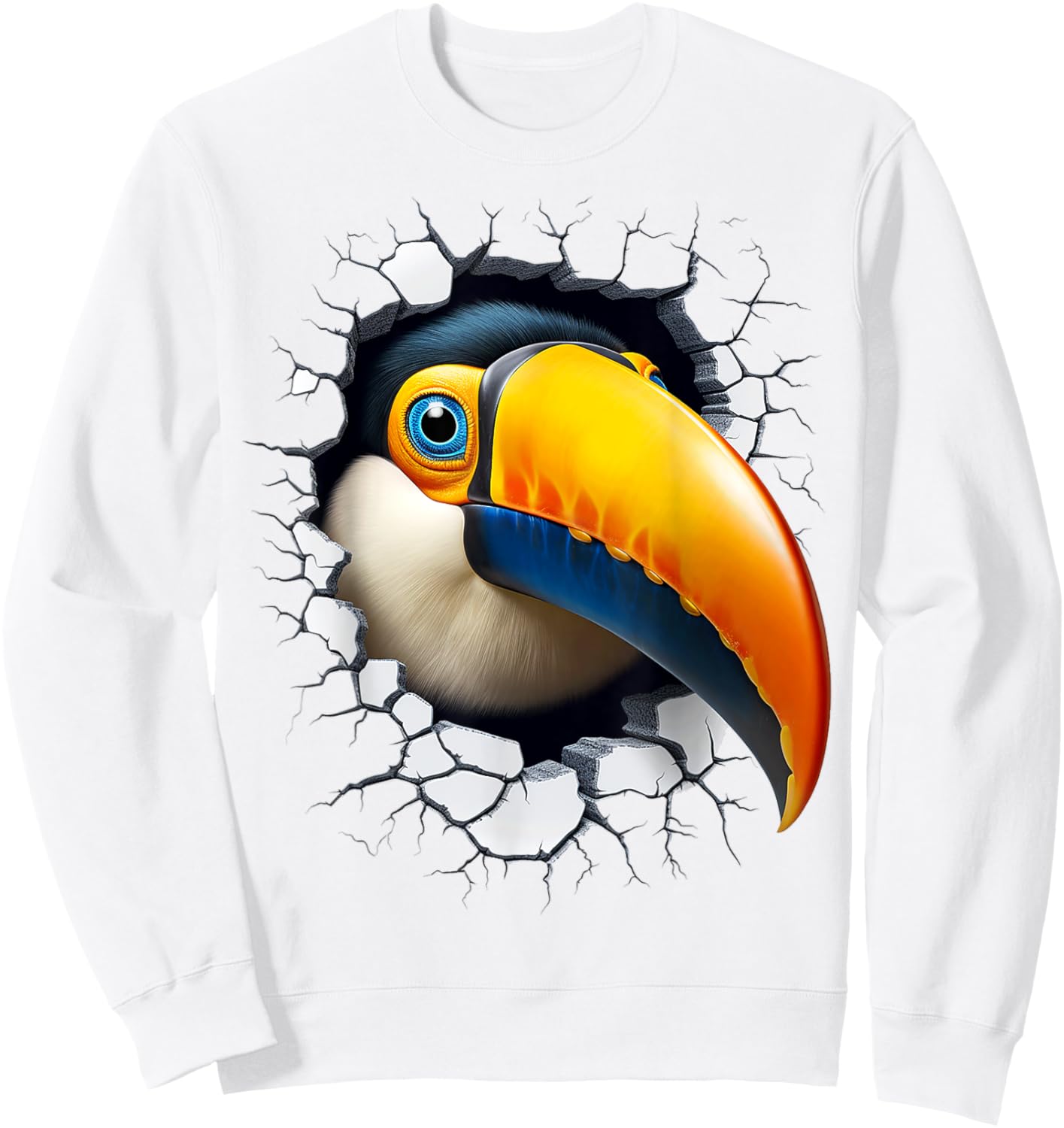 Toucan Animal Abstract Graphic Drawing Artwork Face Toucan Sweatshirt - Sweatshirt | White