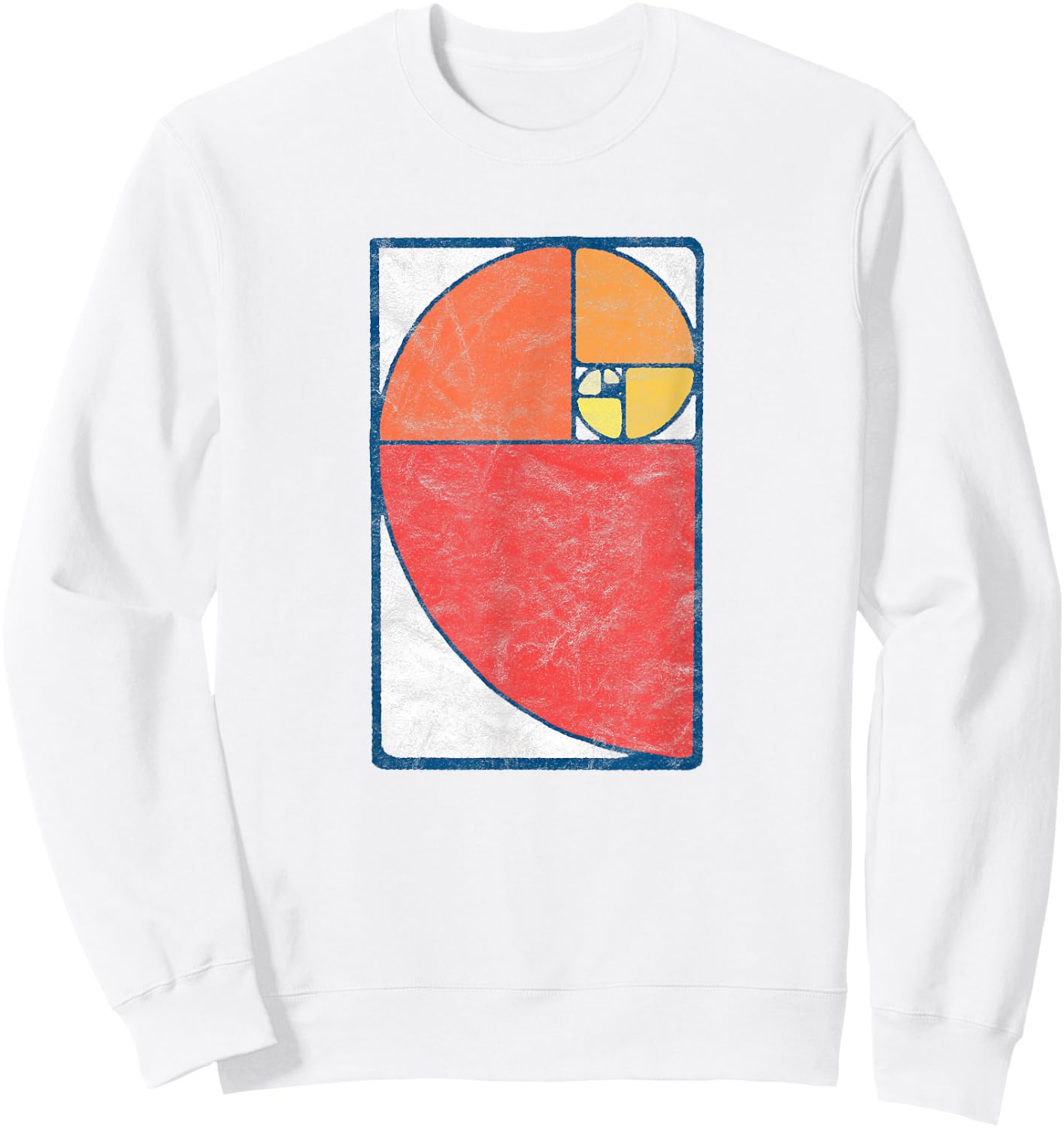 Vintage Fibonacci Sequence Golden Ratio Spiral Distressed Sweatshirt - Sweatshirt | White