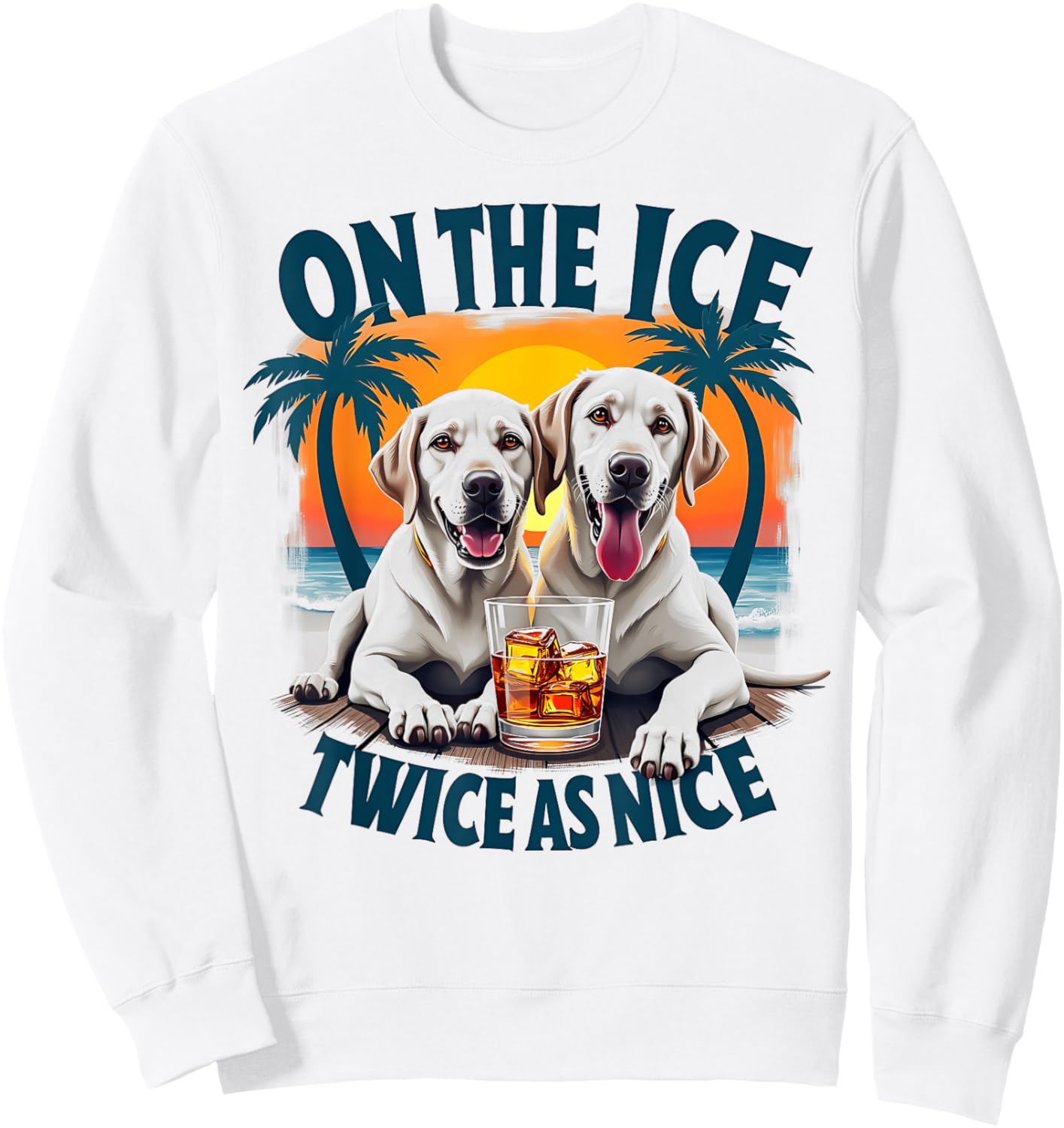 Labrador Retriever Dog Beach Vibes Tropical Sunset Design Women Kids Sweatshirt - Sweatshirt | White