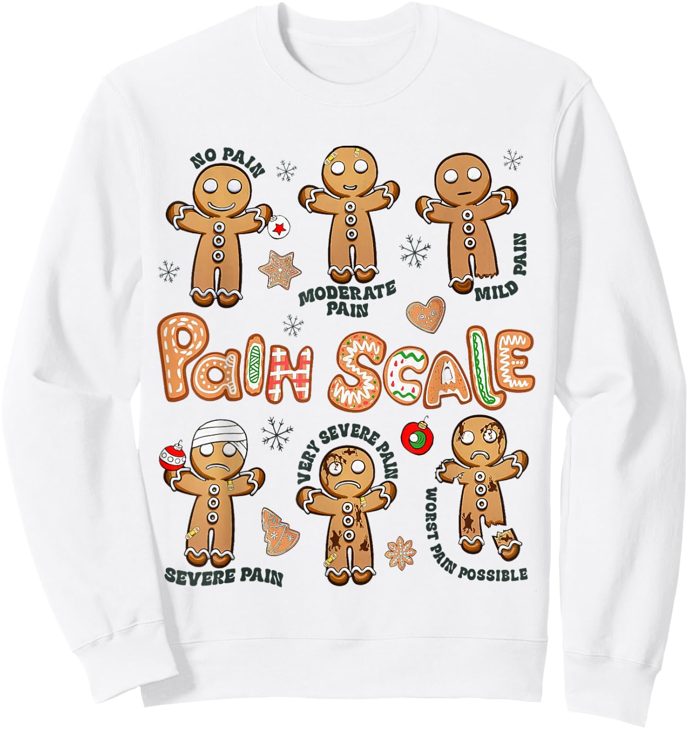 Pain Scale Gingerbread Xmas, Xmas Nurse, Gingerbread Man Sweatshirt - Sweatshirt | White