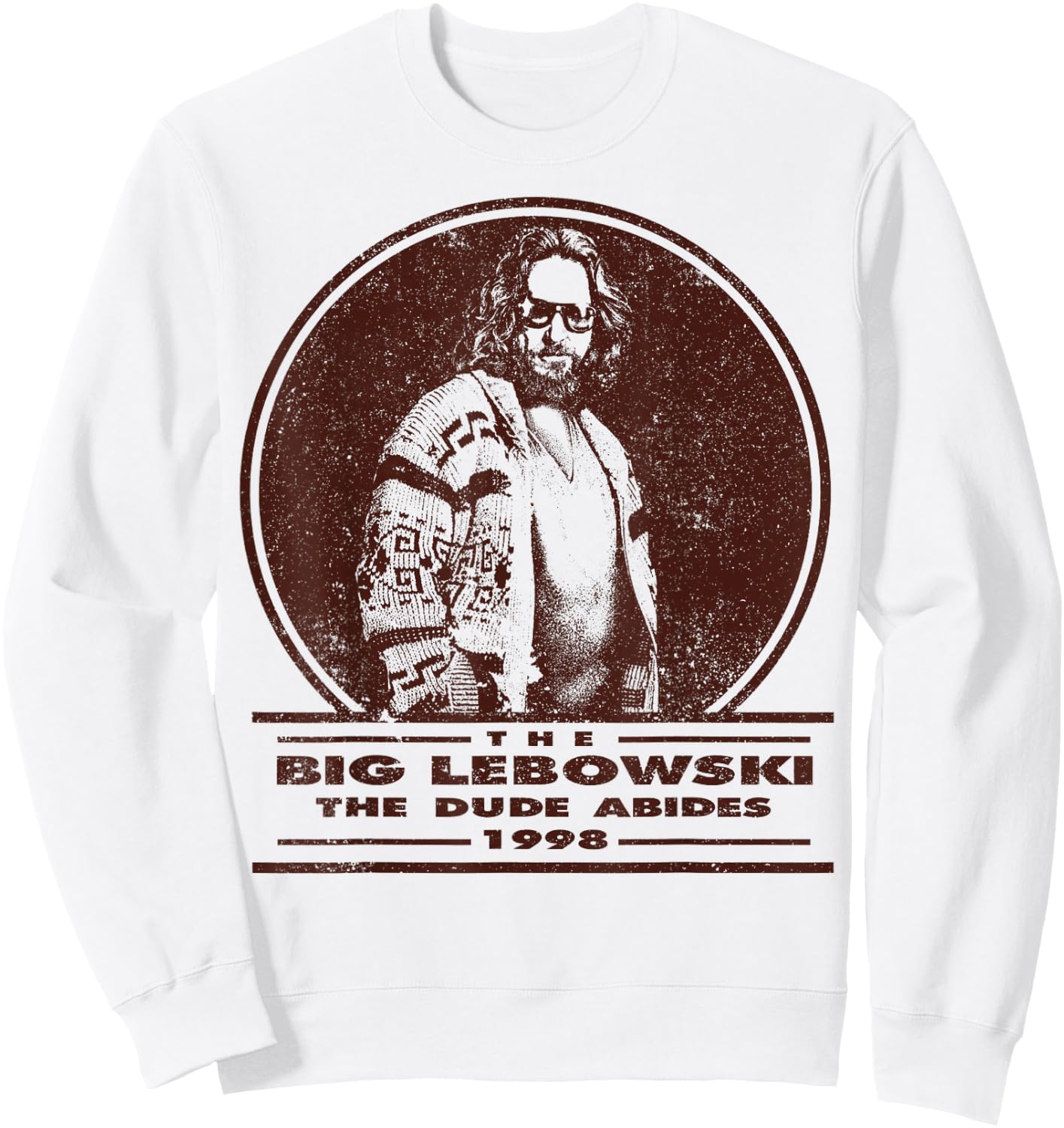 The Big Lebowski Distressed Dude Abides Stamp Sweatshirt - Sweatshirt | White