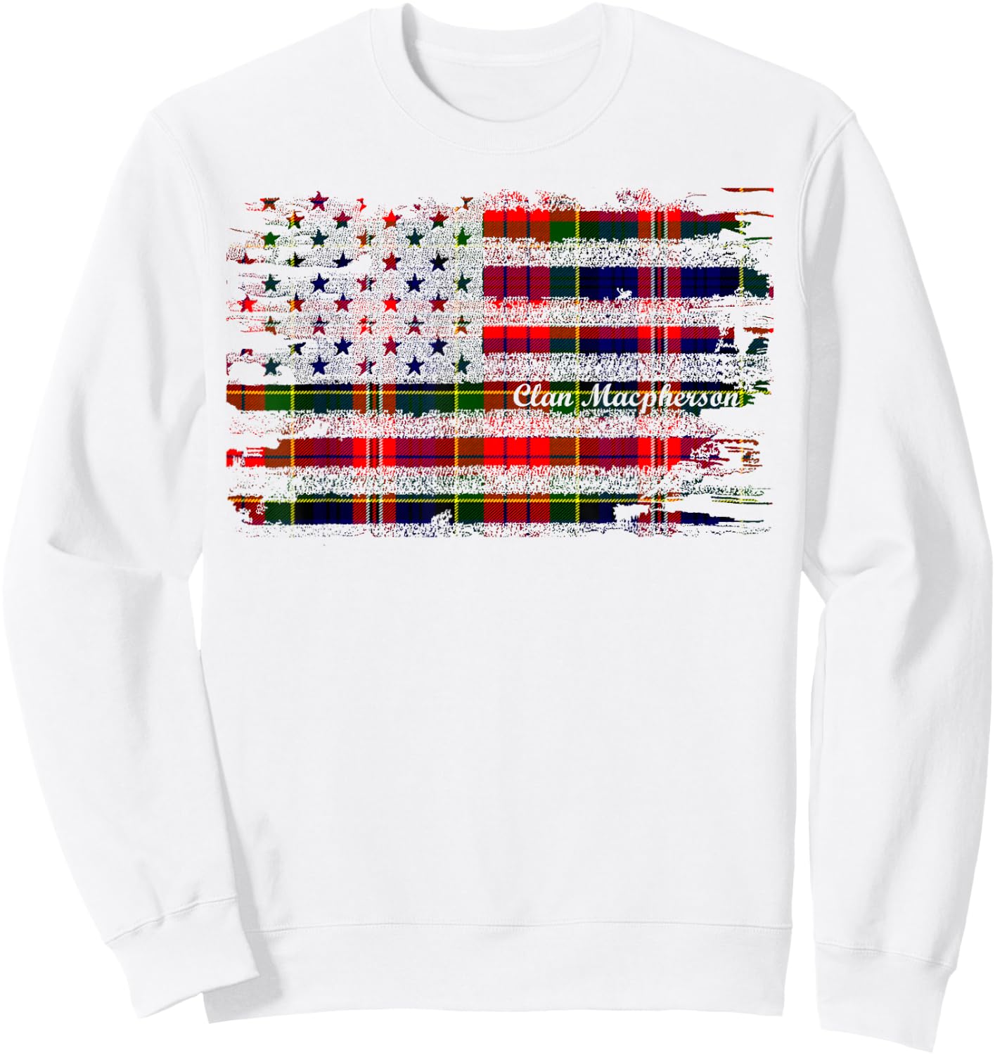 Macpherson surname American Flag Scottish Clan Tartan Sweatshirt - Sweatshirt | White