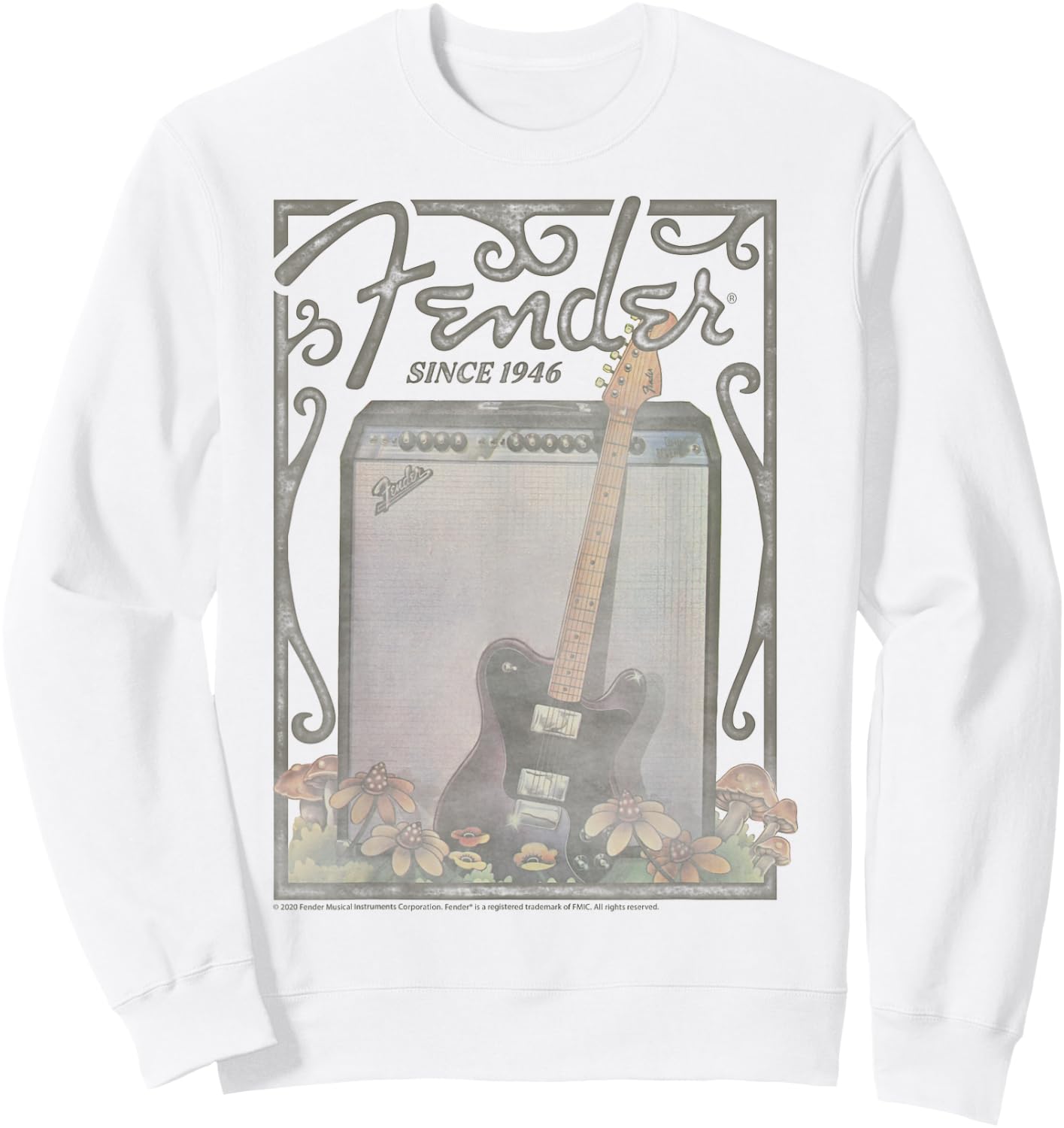 Fender Since 1946 Floral Poster Sweatshirt - Sweatshirt | White