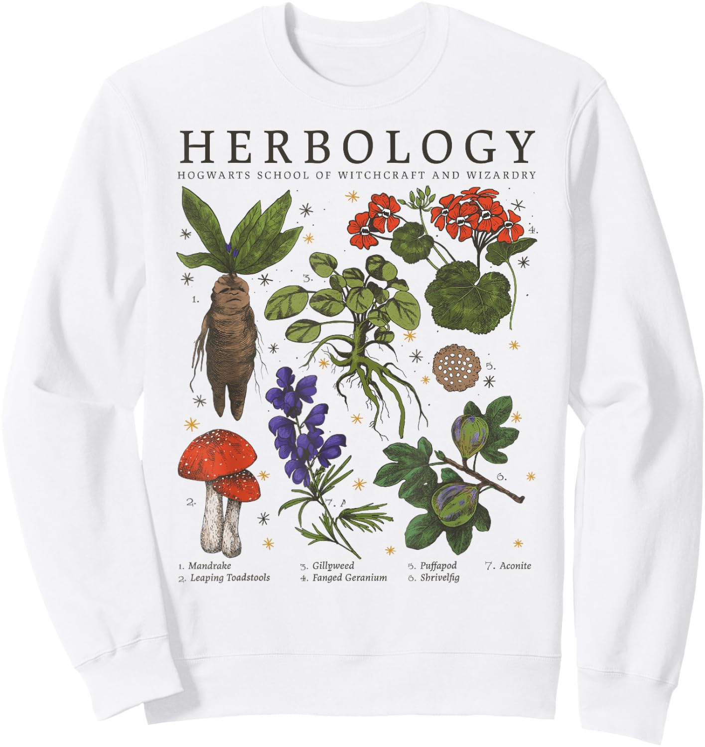Harry Potter Herbology Plants Short Sleeve Sweatshirt - Sweatshirt | White