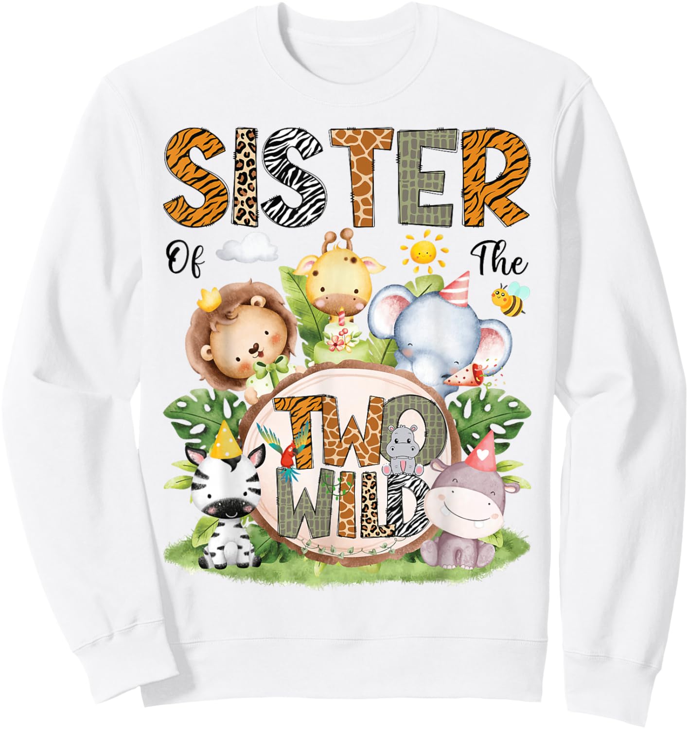 Sister of The Two Wild Safari Jungle 2nd Birthday Boy Sweatshirt - Sweatshirt | White