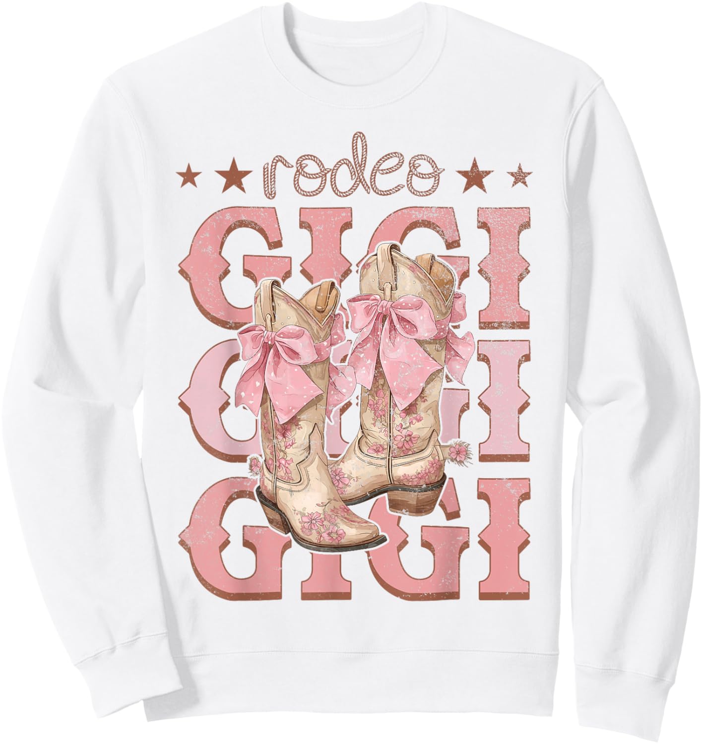 Rodeo Gigi Pink Boots Coquette Cow-Girl Birthday Party Sweatshirt - Sweatshirt | White