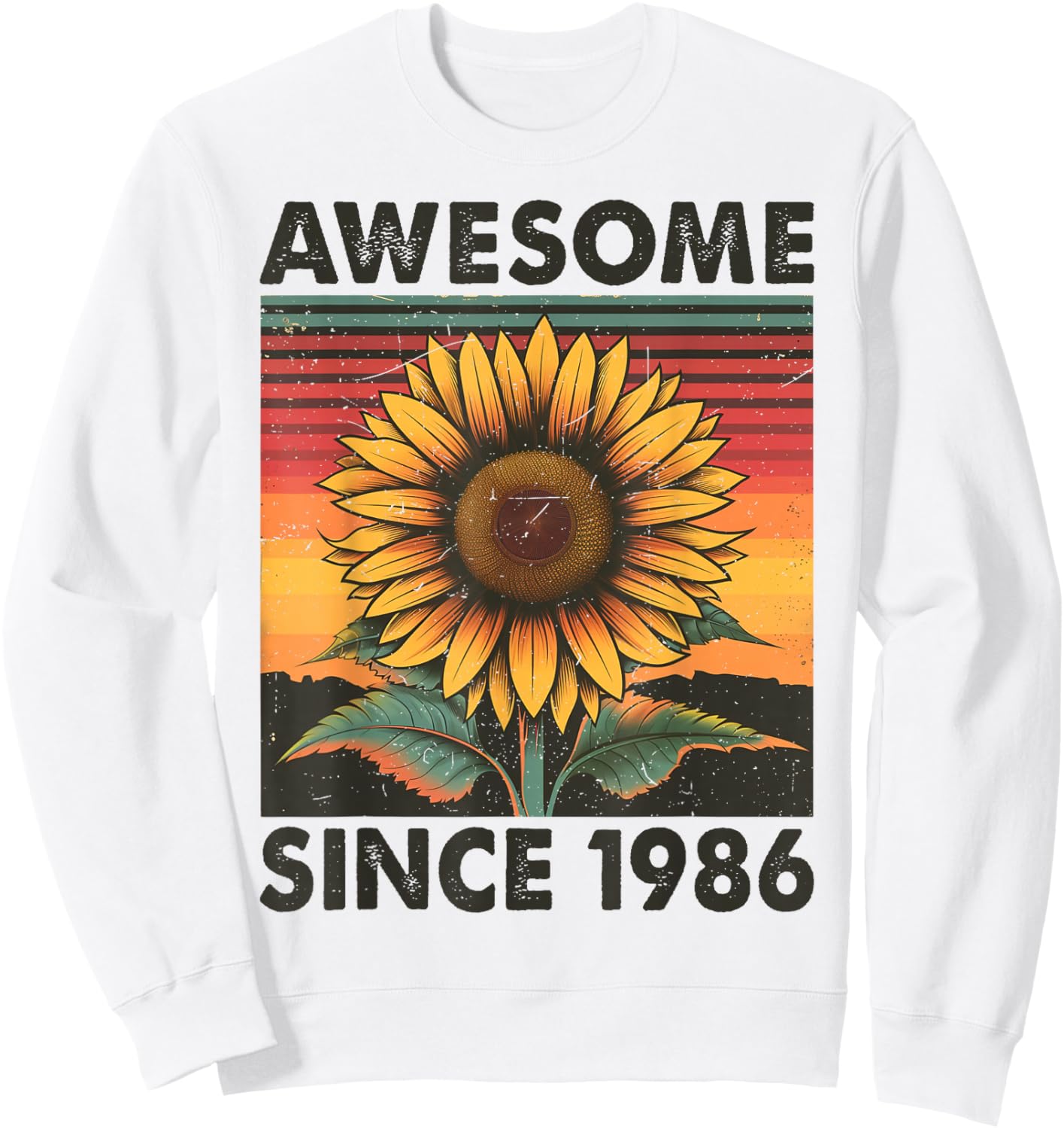 40 Years Old Gift Awesome Since 1986 Sunflower 40th Birthday Sweatshirt - Sweatshirt | White