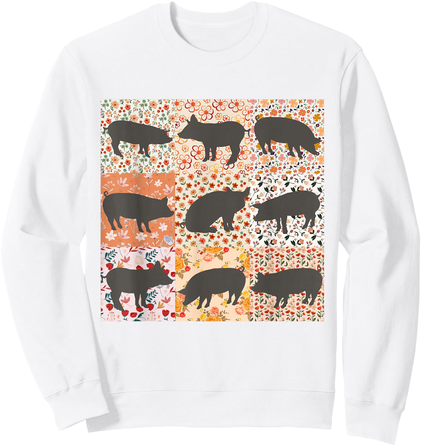 Pig Mom Pig Lover Show Mom Farm Life Farmer Floral Boho Pig Sweatshirt - Sweatshirt | White