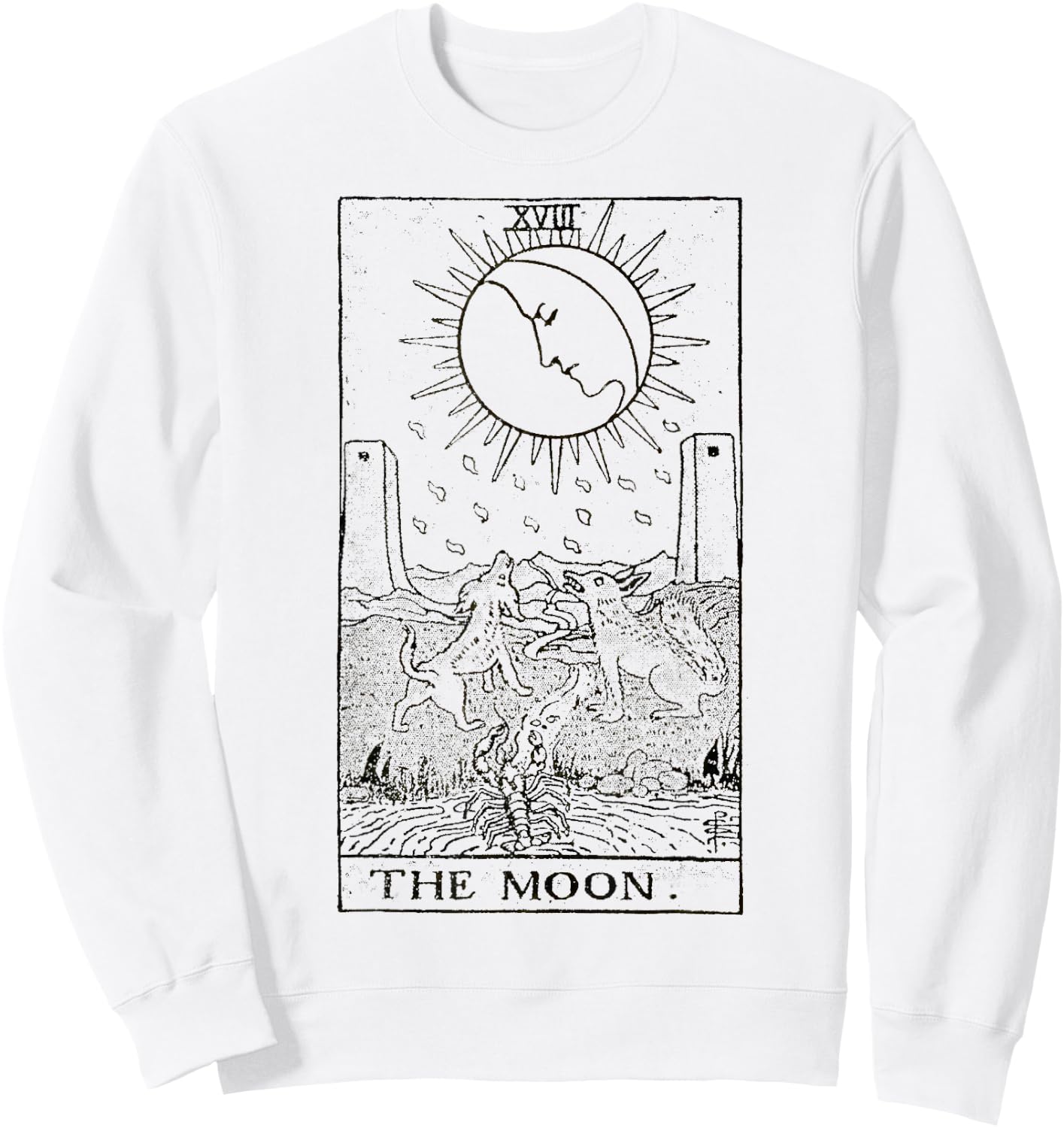 The Moon Tarot Card Vintage Sweatshirt - Sweatshirt | White