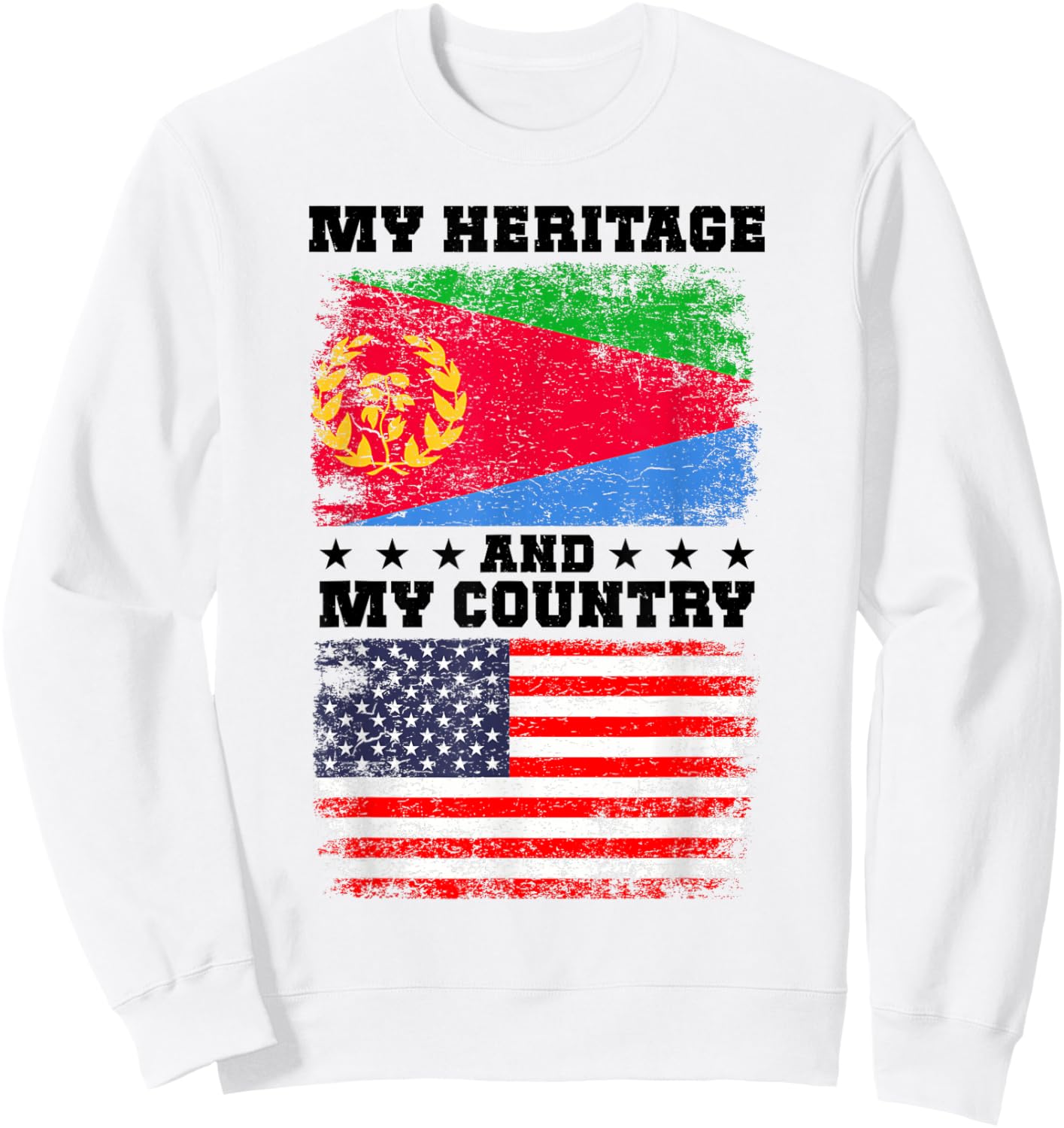 Eritrean Heritage Uniform American Outfit US Eritrea Flag Sweatshirt - Sweatshirt | White
