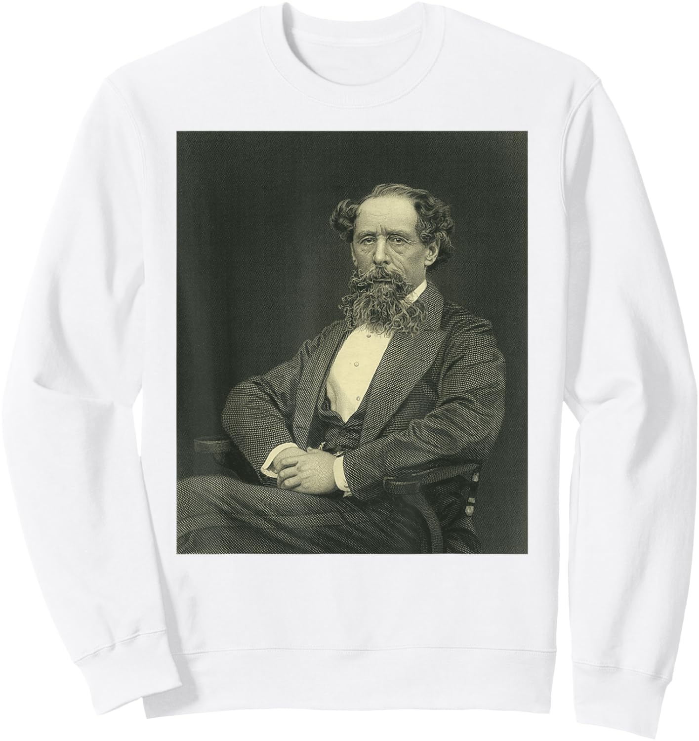 Vintage Portrait Retro Charles Dickens Sweatshirt - Sweatshirt | White