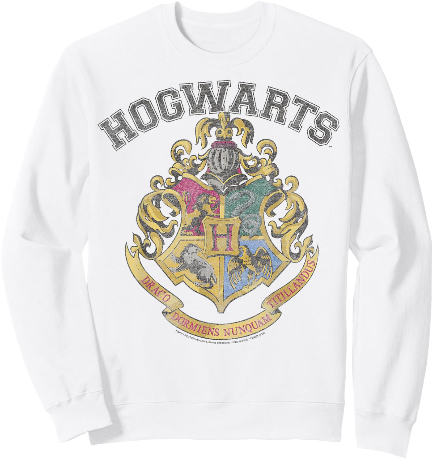Harry Potter Hogwarts Vintage Crest Short Sleeve Sweatshirt - Sweatshirt | White