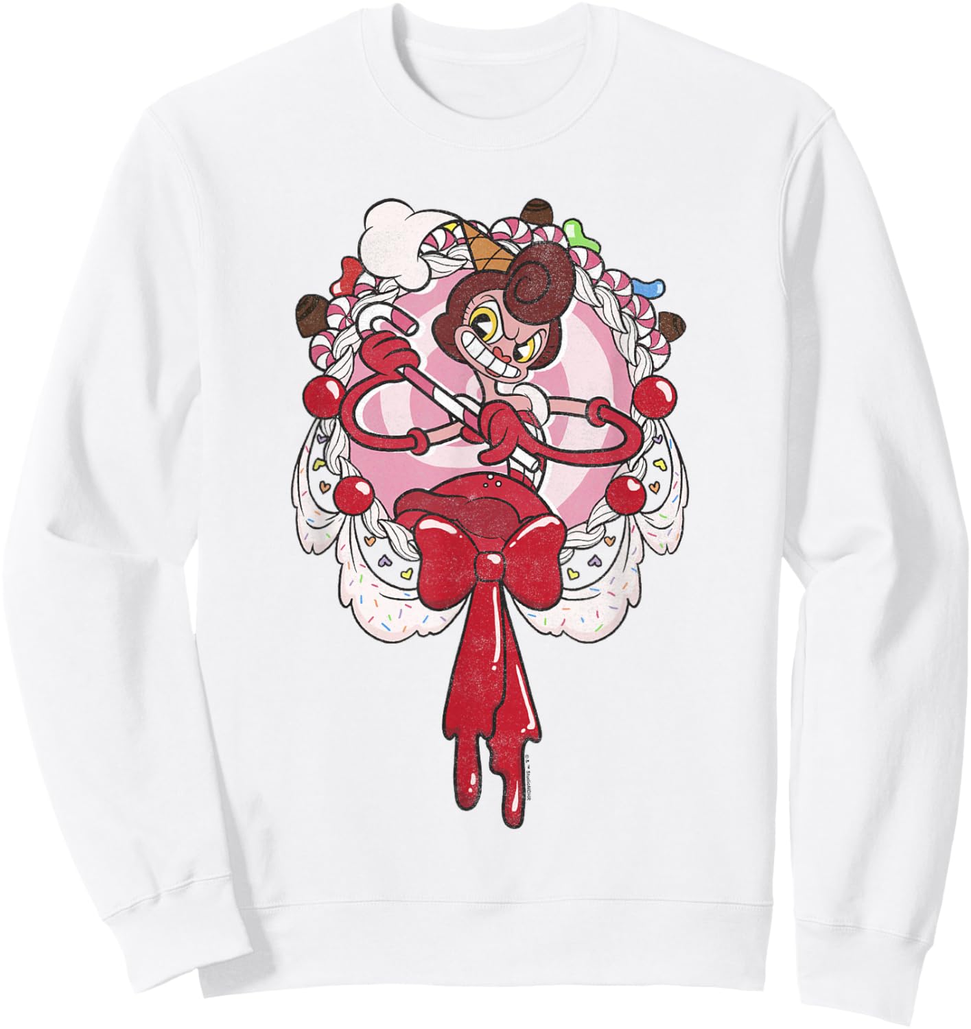 Cuphead Baroness Von Bon Bon Melting Candy Frame Portrait Sweatshirt - Sweatshirt | White