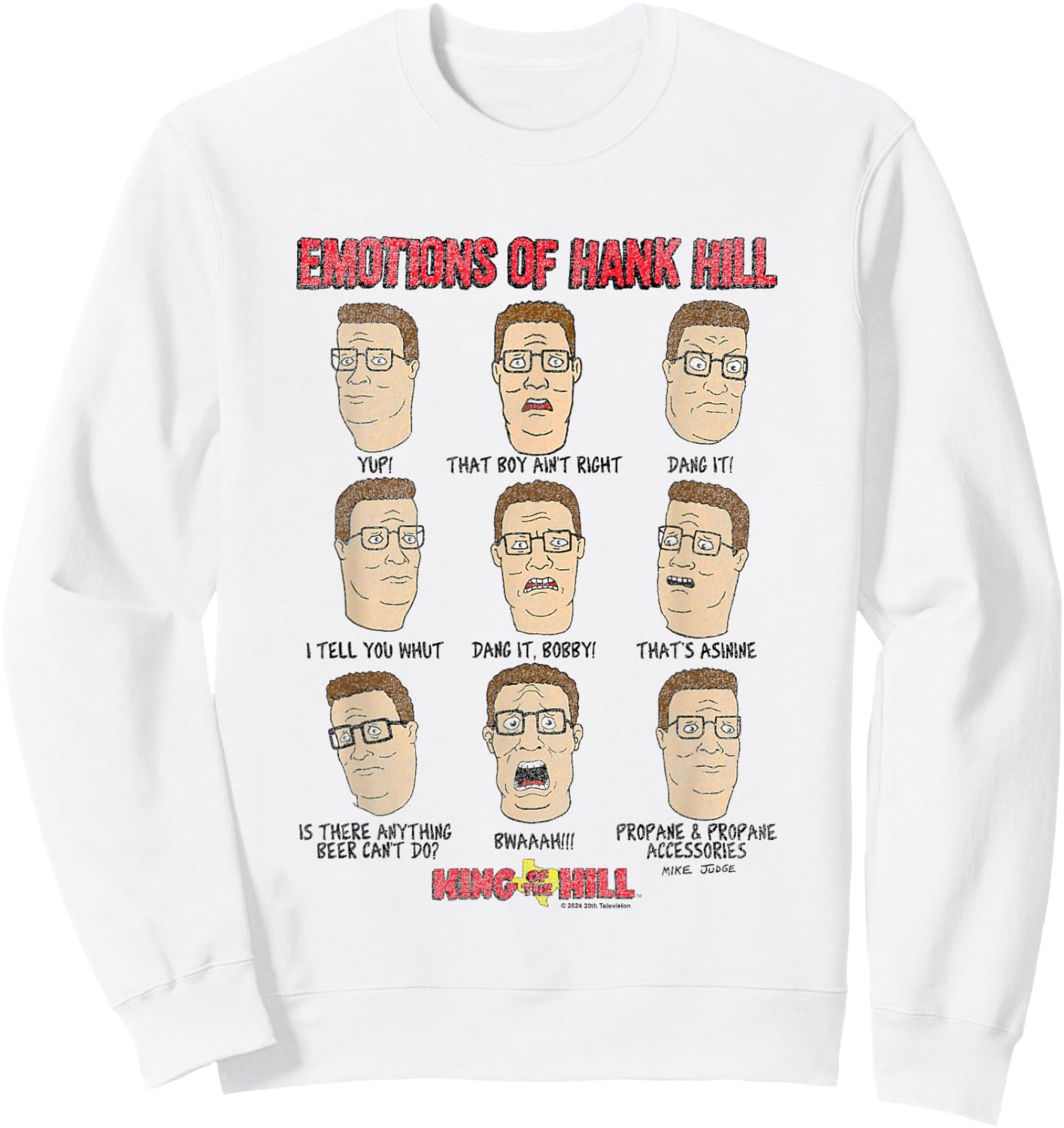 King of The Hill All Emotions of Hank Hill Big Chest Poster Sweatshirt - Sweatshirt | White
