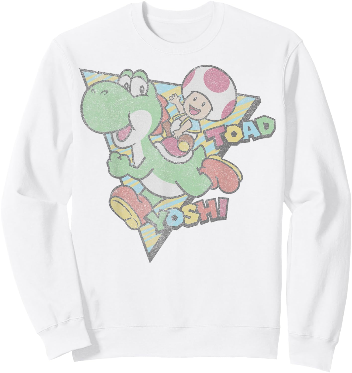 Super Mario Toad & Yoshi Vintage Nintendo Game Portrait Sweatshirt - Sweatshirt | White