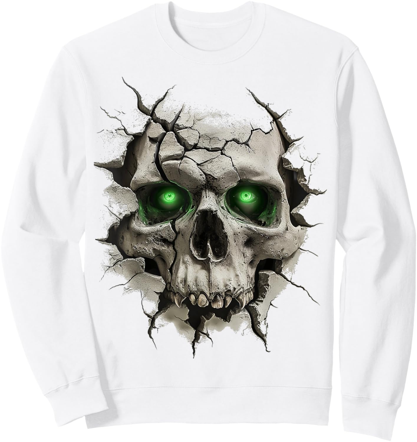 Skull Graphic Art Motif Artwork Skull Sweatshirt - Sweatshirt | White