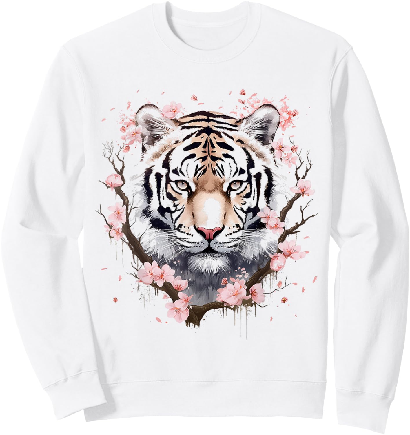 Tiger Animal Nature Motif Abstract Art Face Tiger Sweatshirt - Sweatshirt | White