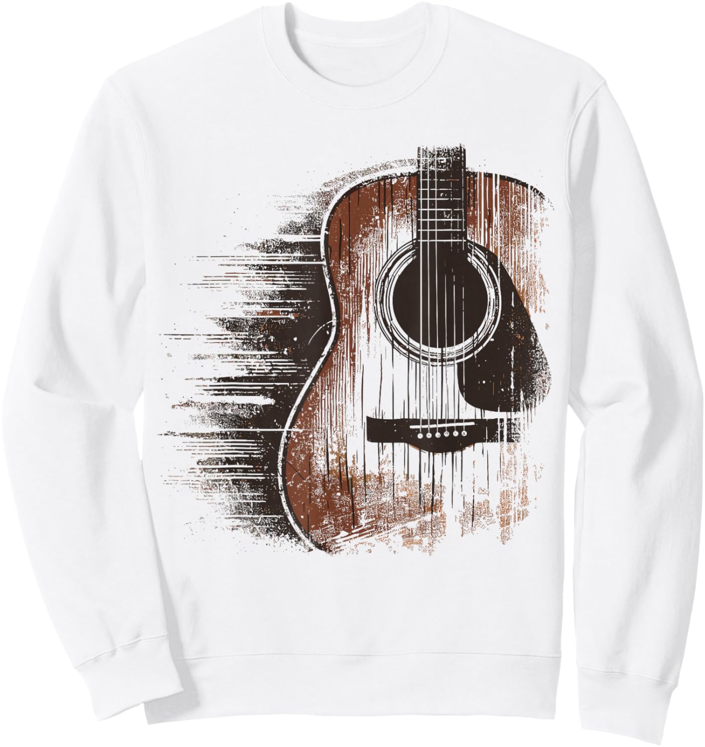Musician Guitarist Distressed Acoustic Guitar , -Adults, Blue, Small, Short Sleeve Sweatshirt - Sweatshirt | White