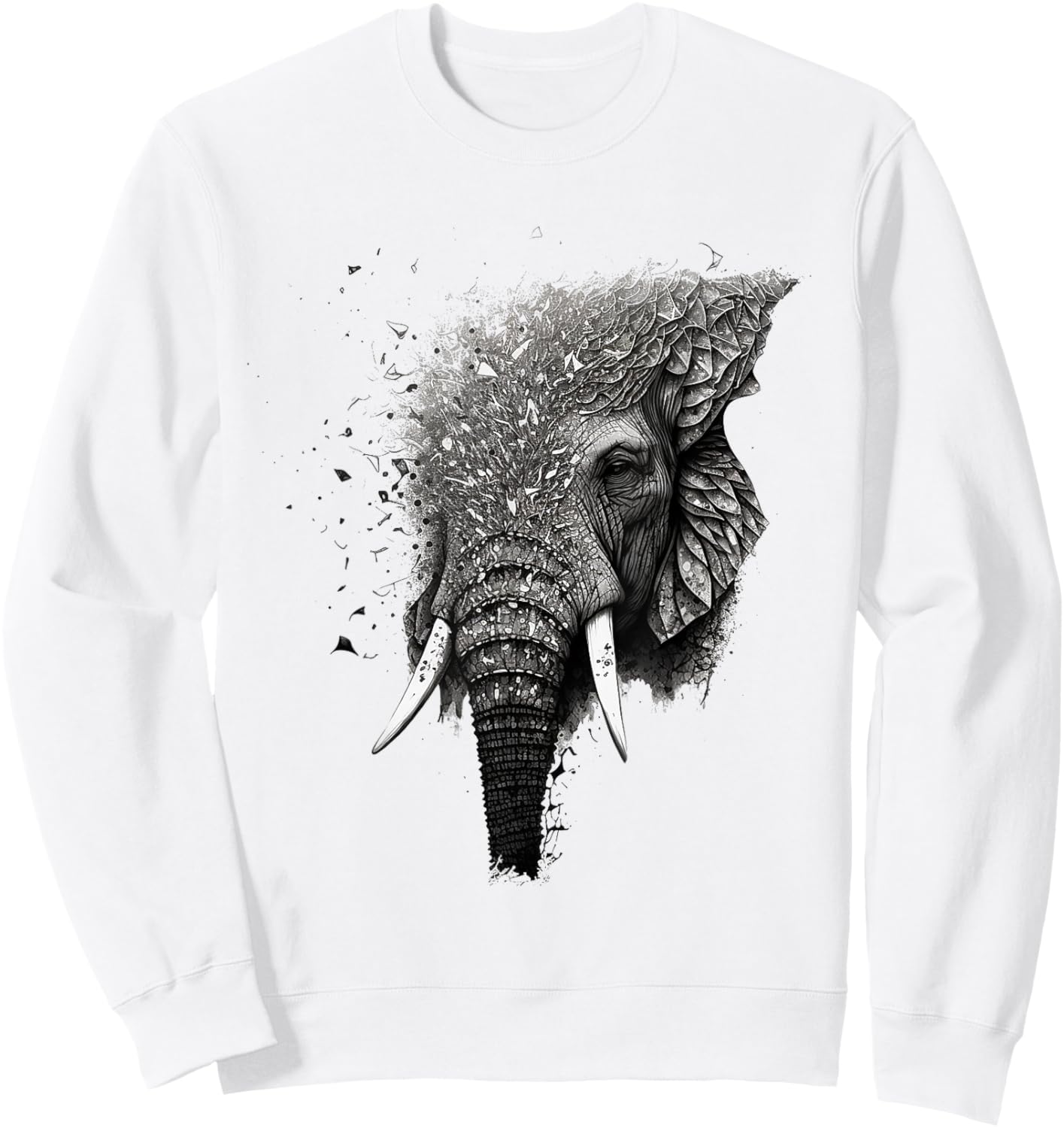 Elephant Drawing Animal Elephant Sweatshirt - Sweatshirt | White
