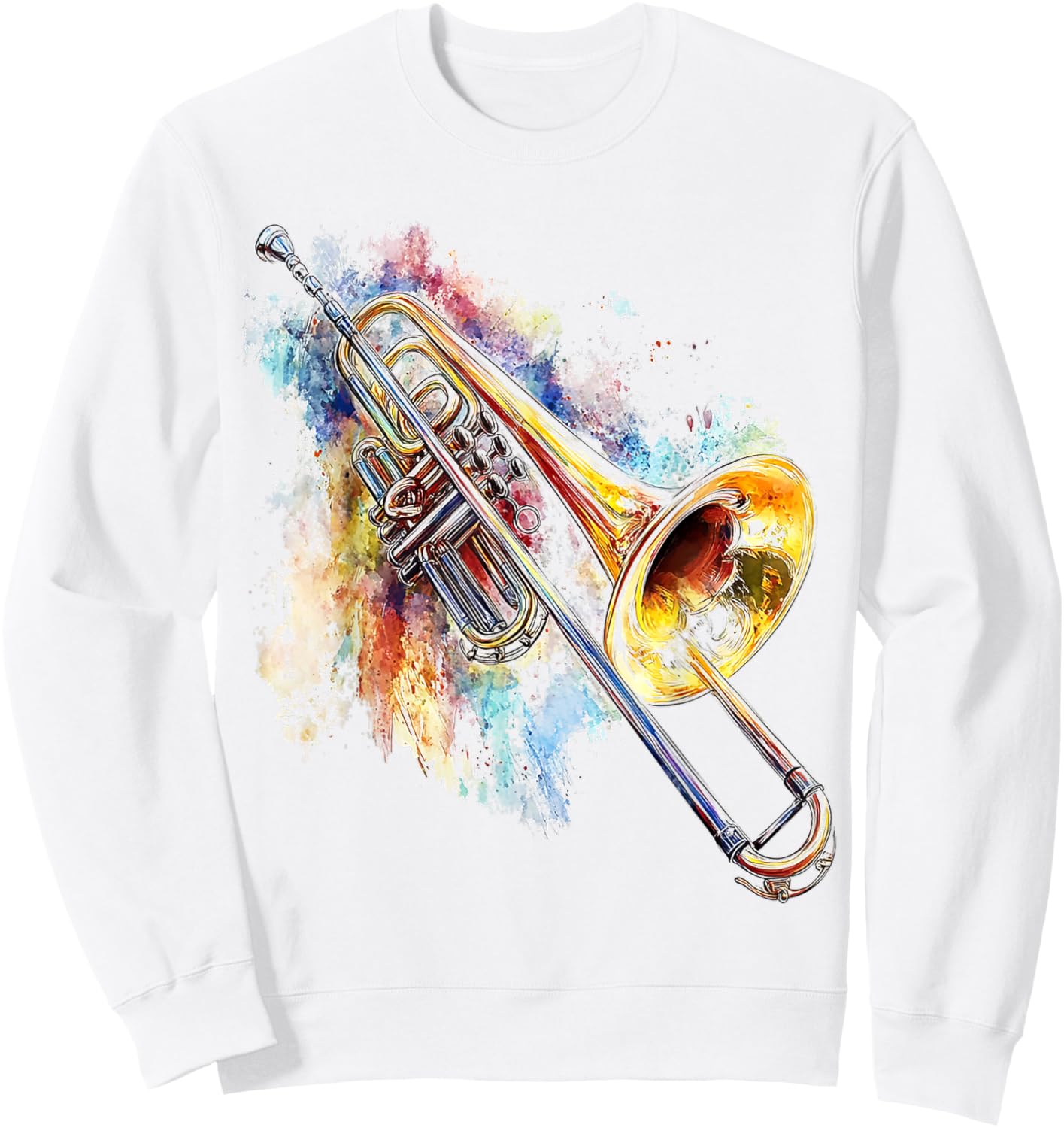 Trombone Musical Instrument Trombone , white, S Sweatshirt - Sweatshirt | White