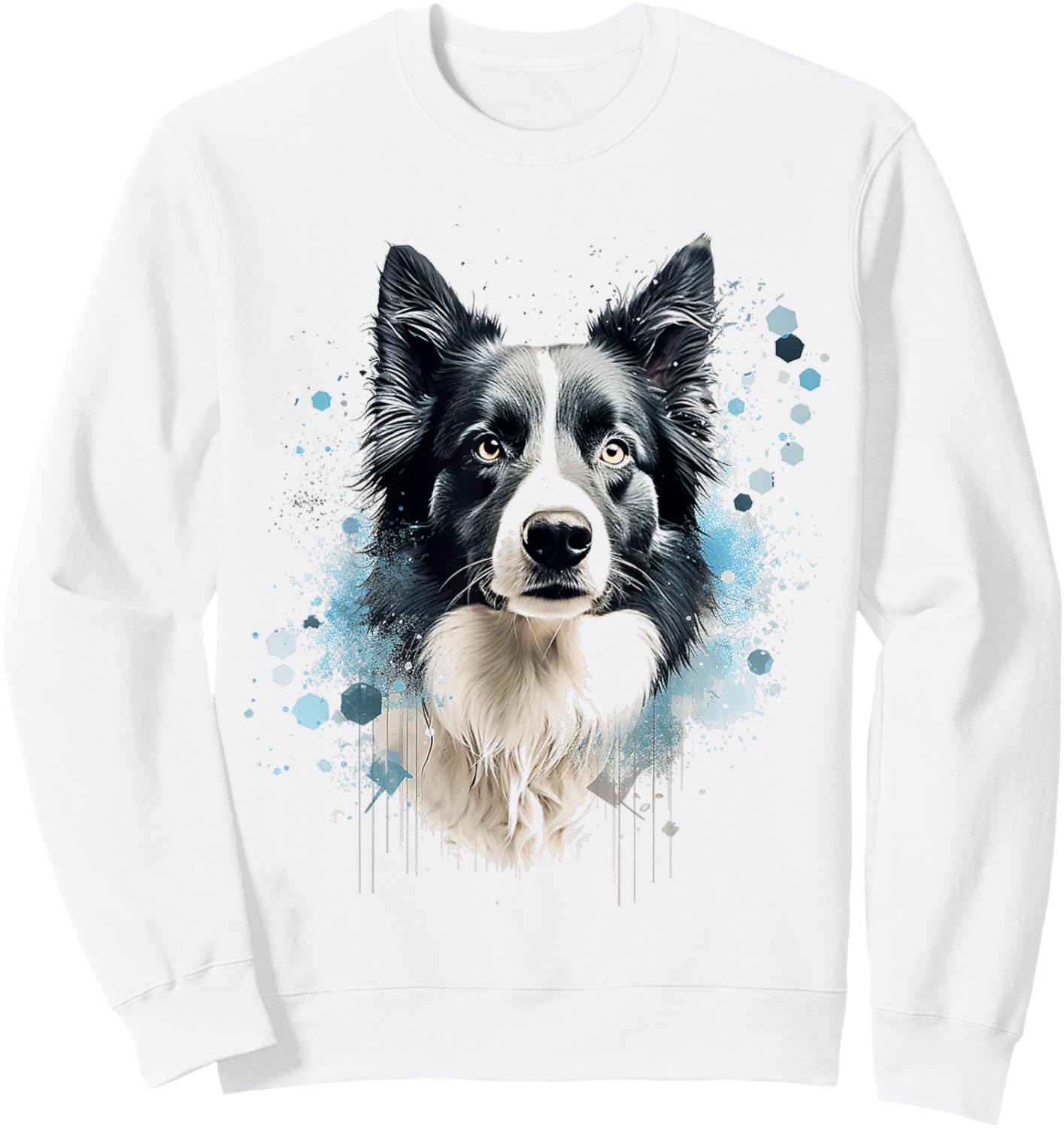 Border Collie Abstract Motif Painting Animal Border Collie Sweatshirt - Sweatshirt | White