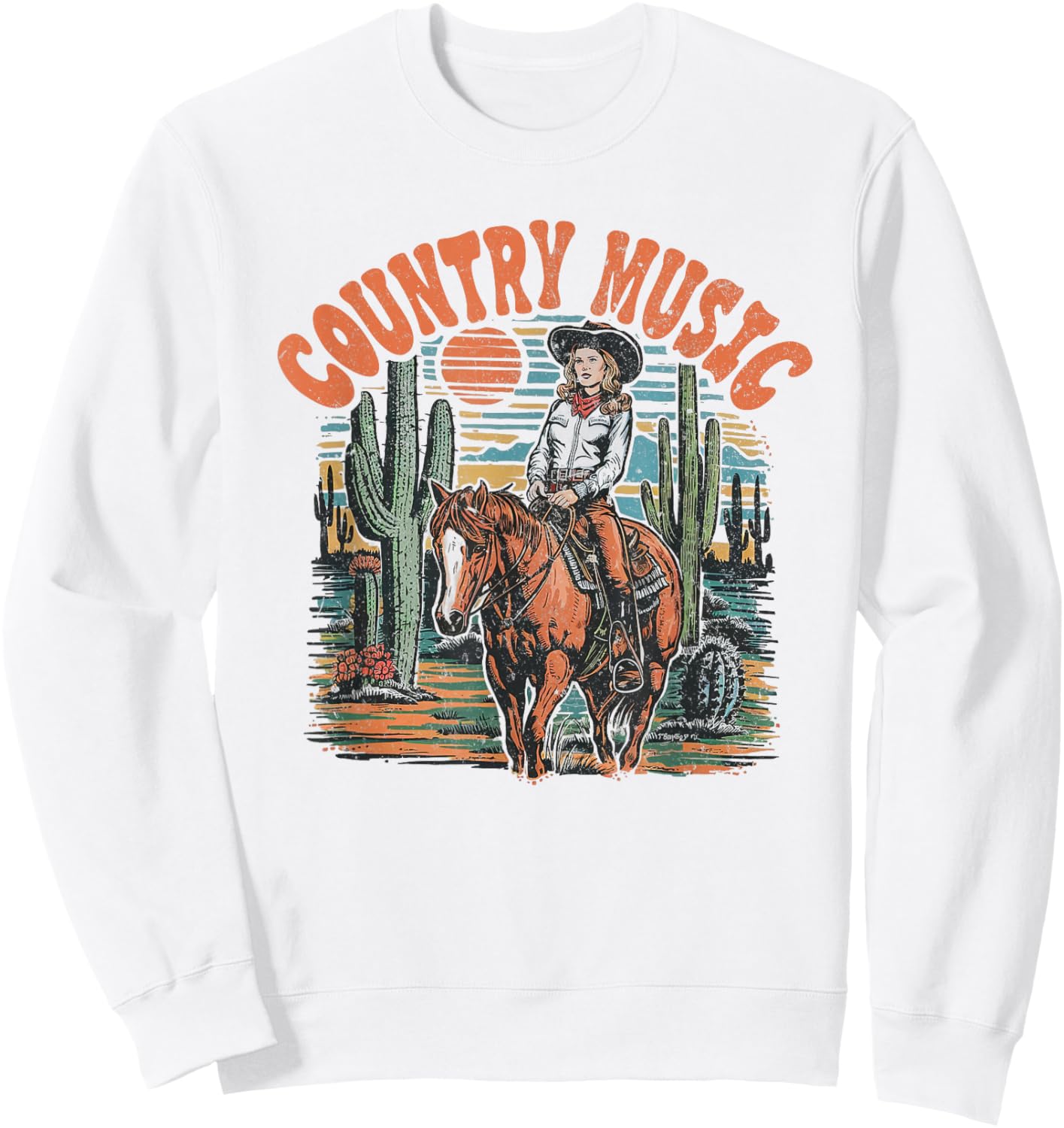 Cowgirl Horseback Western Life Rodeo Country Music Sweatshirt - Sweatshirt | White