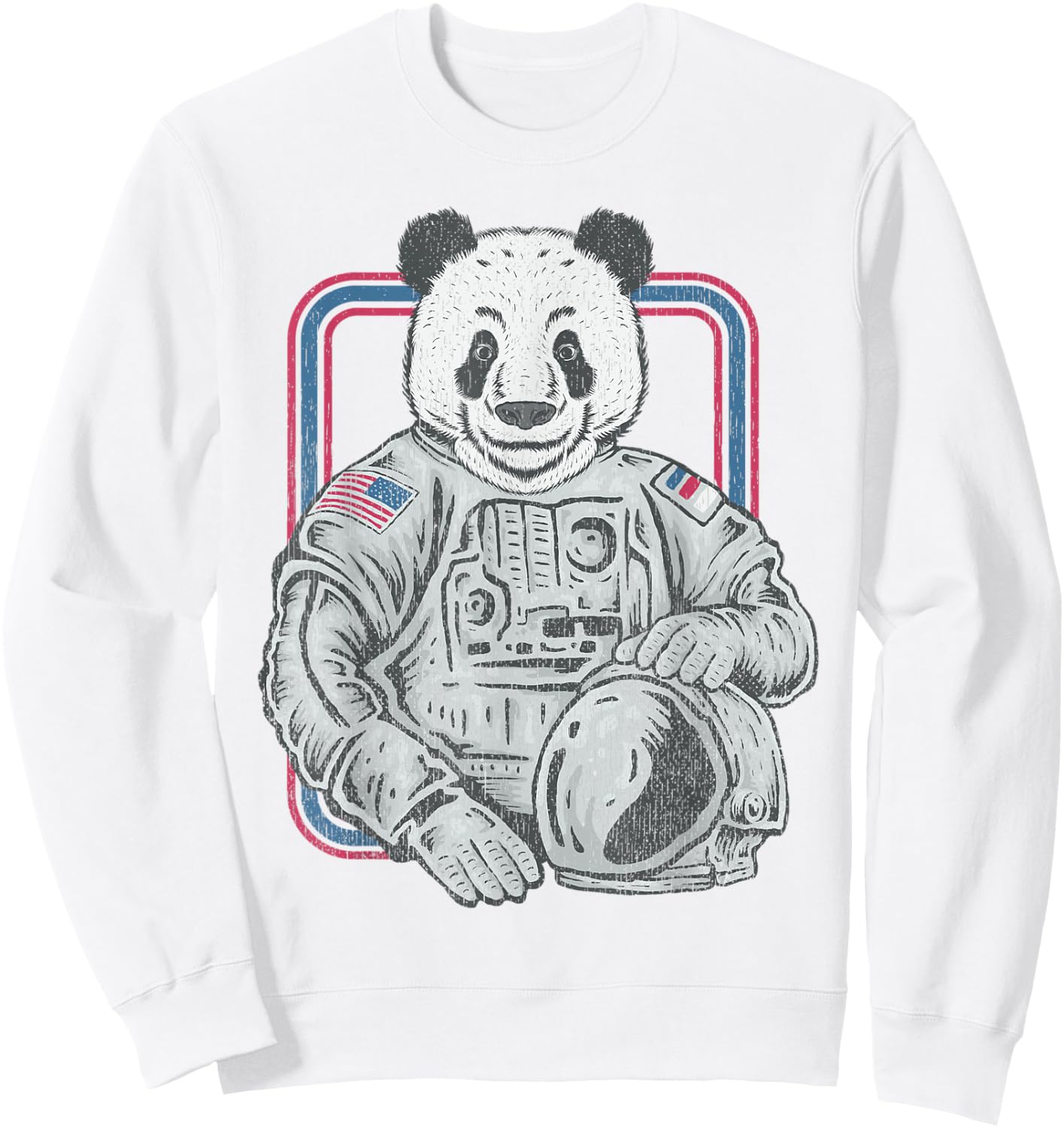 Vintage Retro Panda Shirt Astronaut 70s 80s Panda Sweatshirt - Sweatshirt | White
