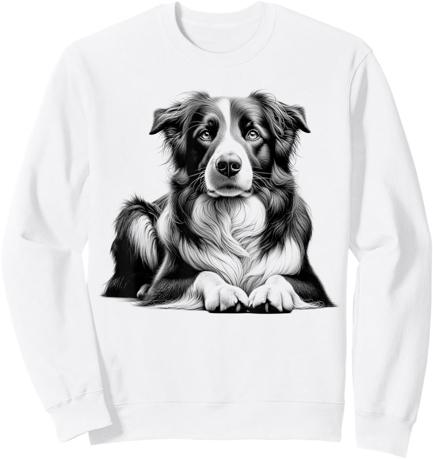 Cute Border Collie in Lying Pose Sweatshirt - Sweatshirt | White
