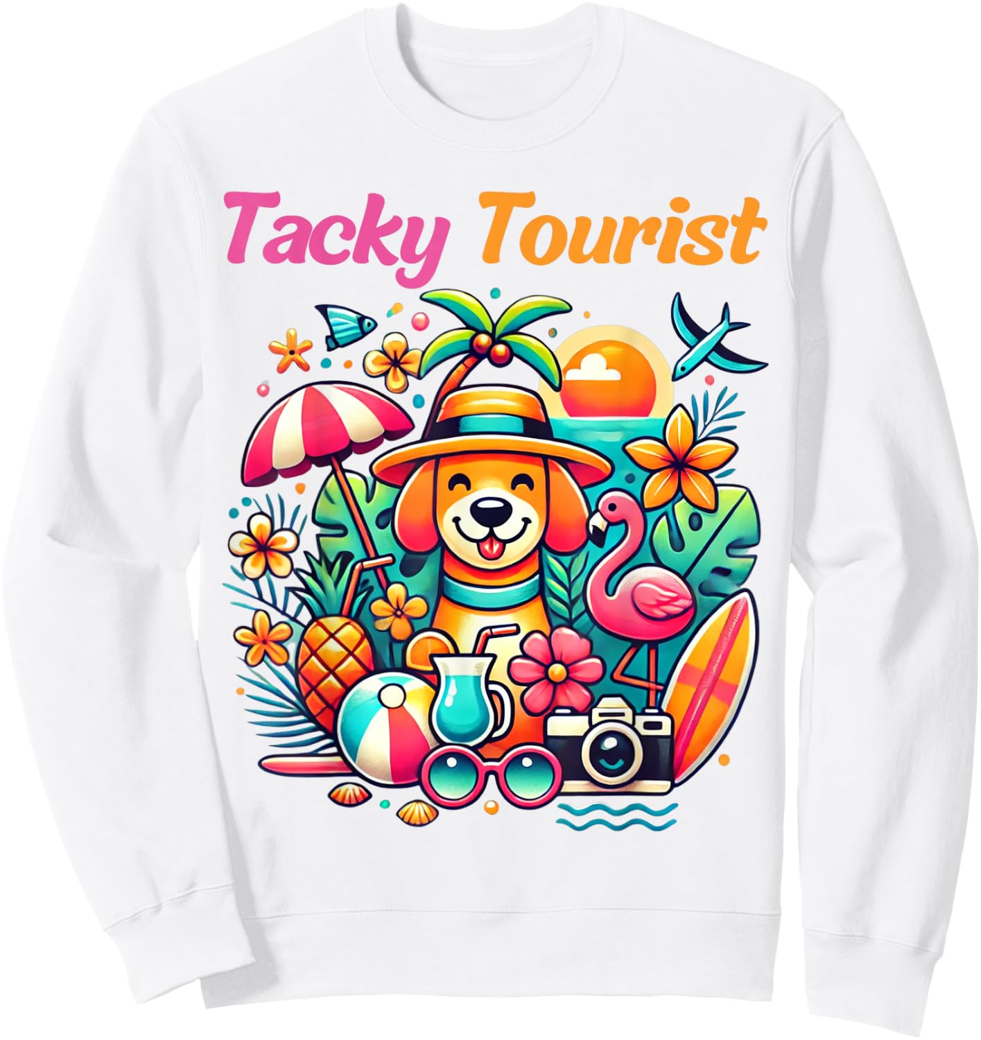 Vacay Tacky Tourist Outfit Wacky Cruise Costume Idea Tacky Sweatshirt - Sweatshirt | White