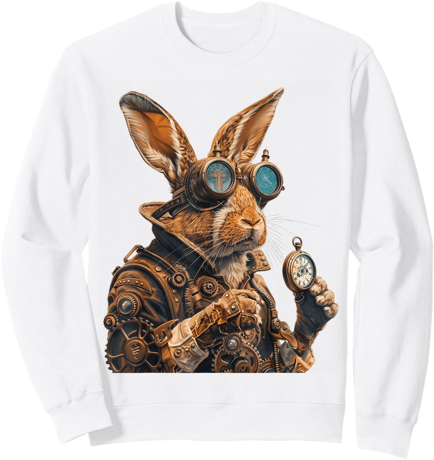 Steampunk Rabbit Fantasy Art Design Sweatshirt - Sweatshirt | White