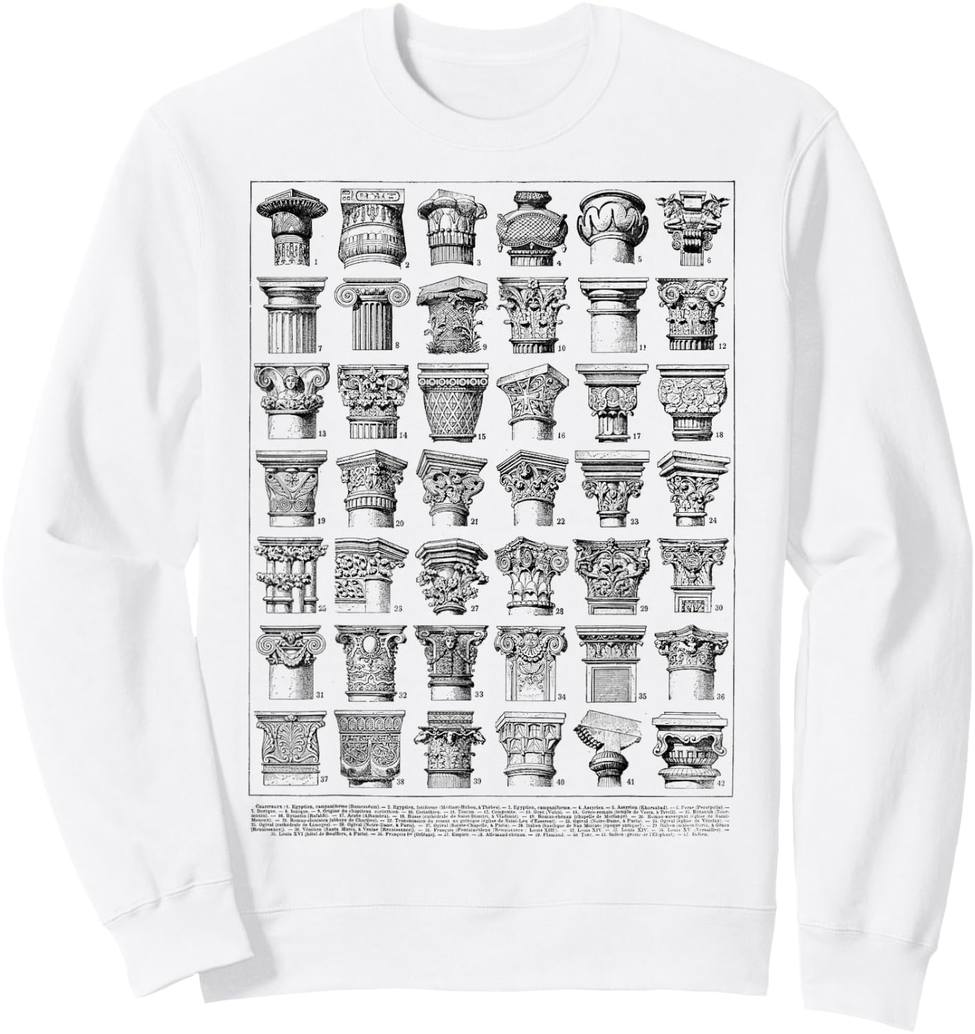 Vintage Roman Column Chart Architecture Sweatshirt - Sweatshirt | White
