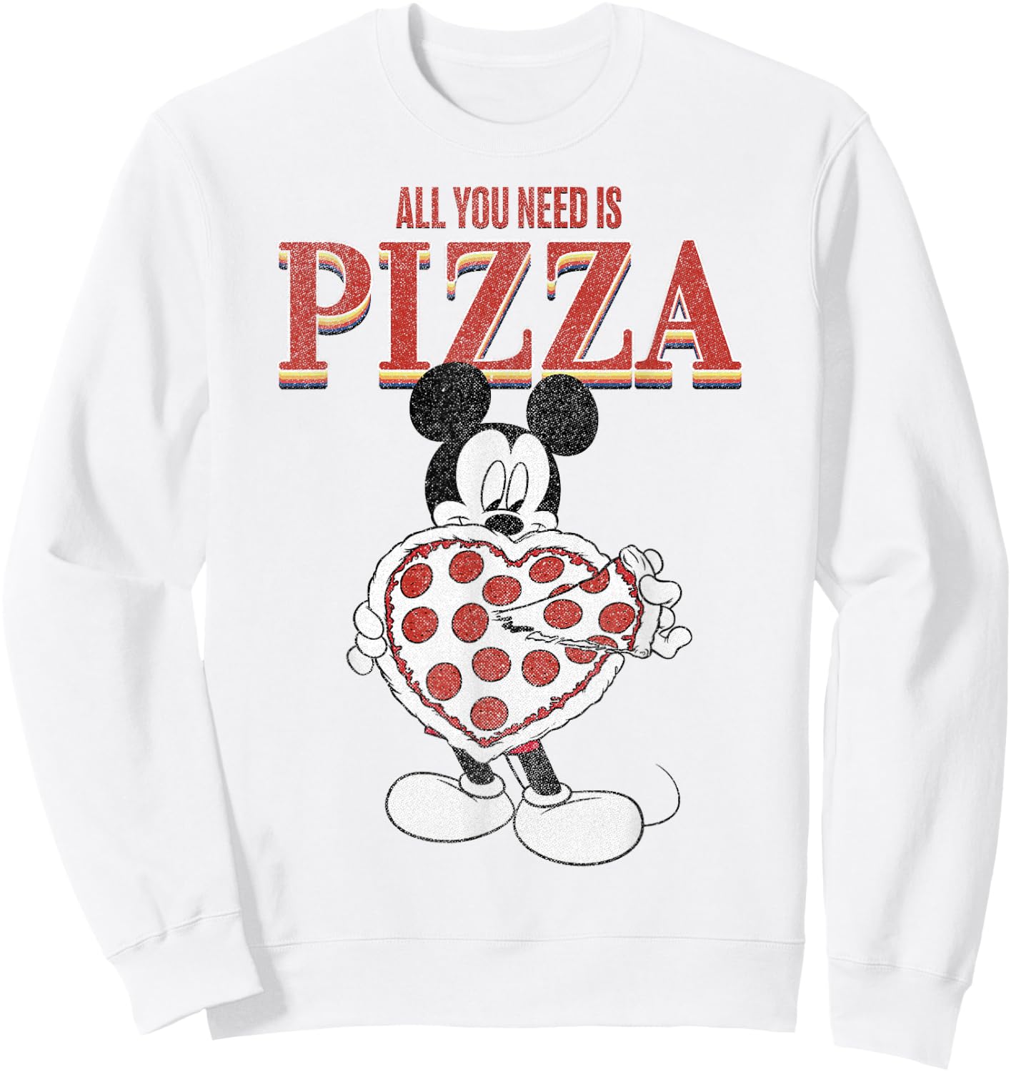 Disney Mickey And Friends Mickey All You Need Is Pizza Sweatshirt - Sweatshirt | White