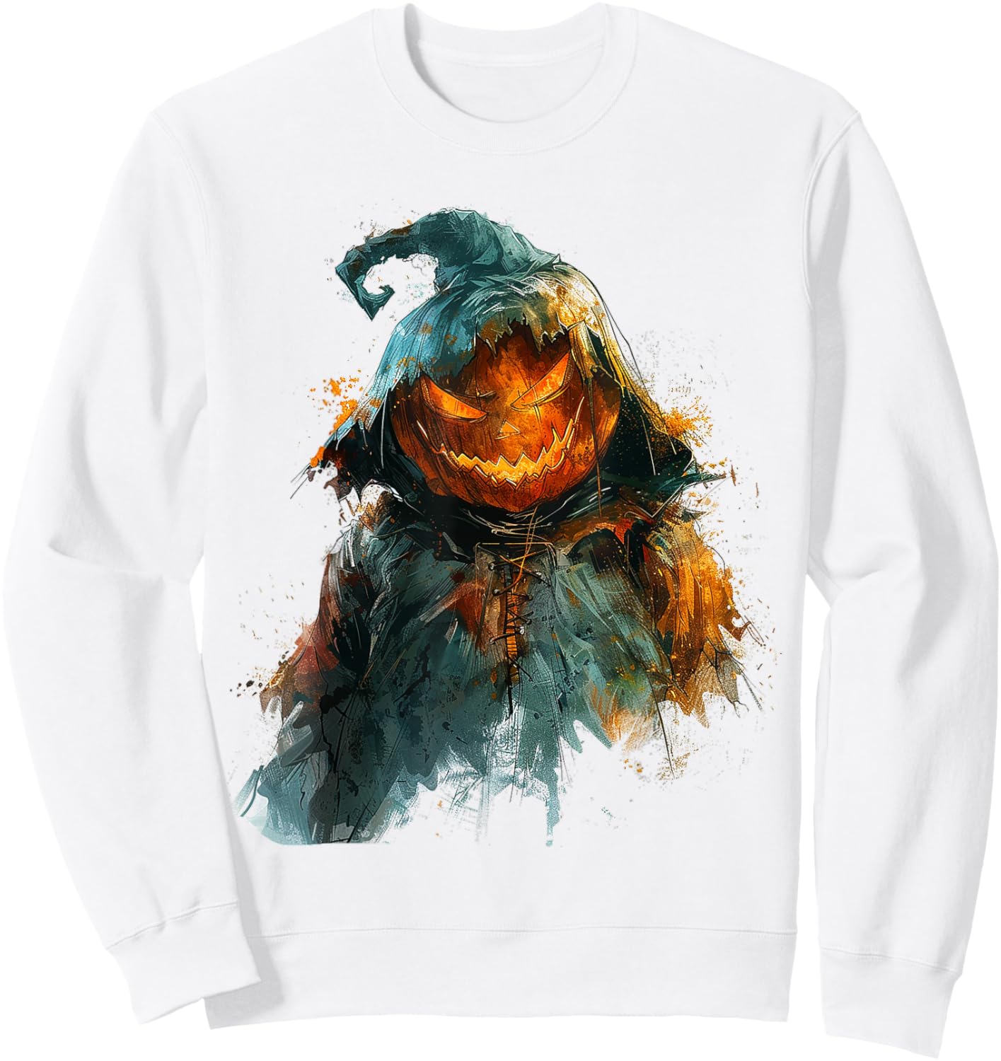 Pumpkin Costume Halloween Graphic Art Pumpkin Sweatshirt - Sweatshirt | White