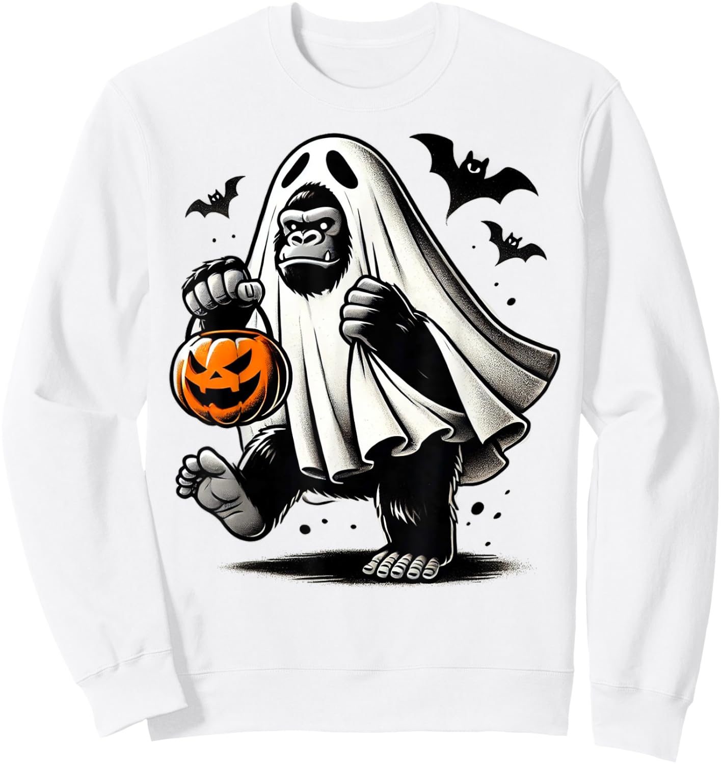 Funny Gorilla Halloween Ghost Costume Trick Or Treat Monkey Sweatshirt - Sweatshirt | White