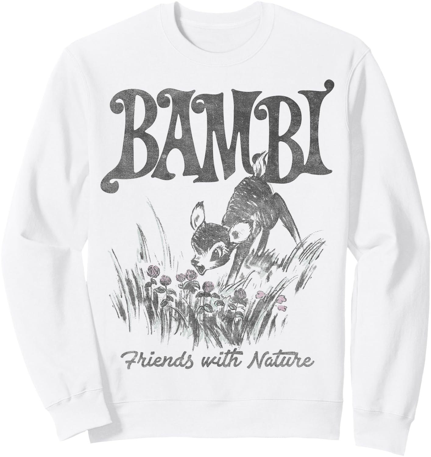 Disney Bambi Friends with Nature Pencil Sketch Sweatshirt - Sweatshirt | White