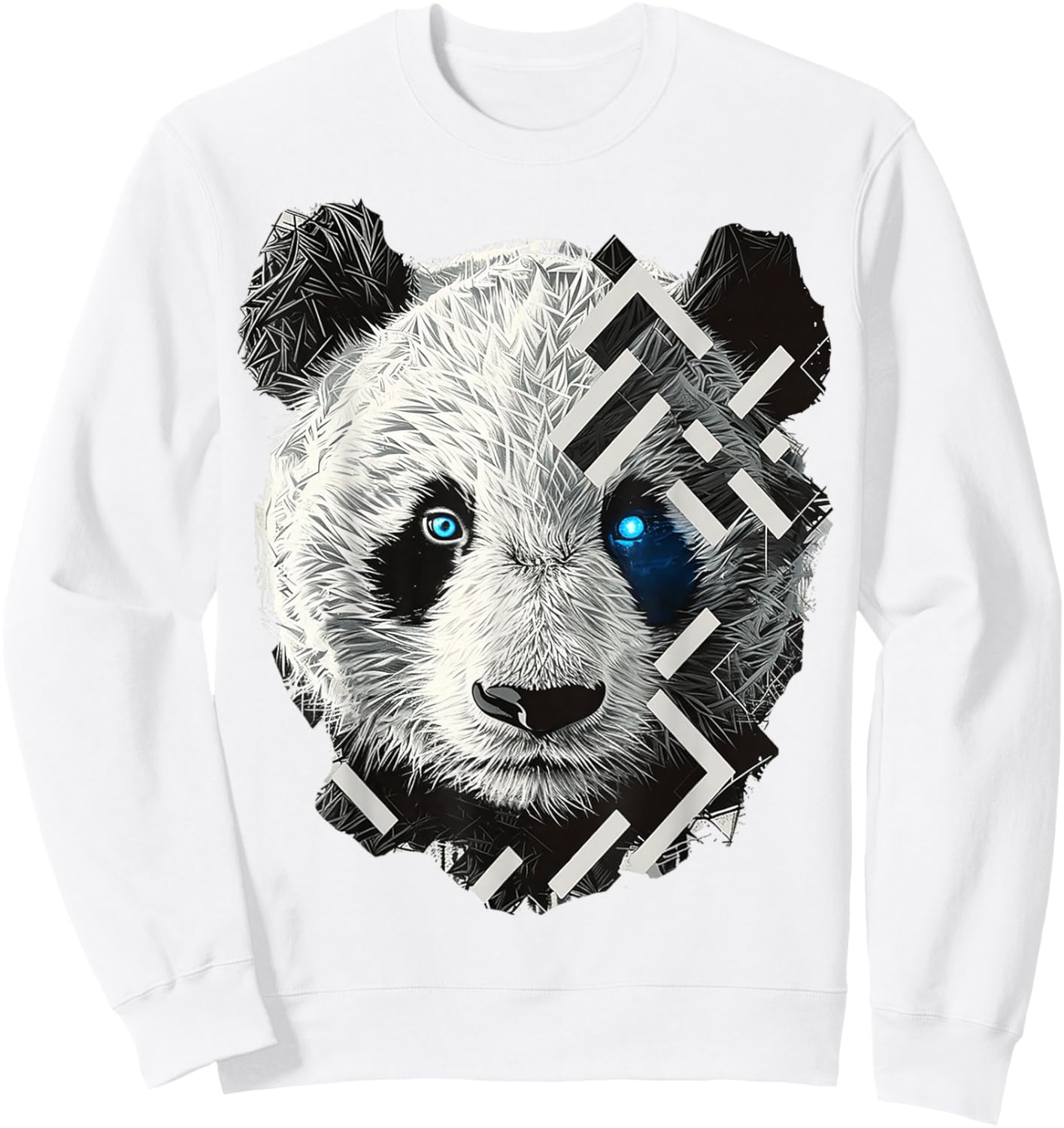 Panda Drawing Animal Geometric Art Panda Sweatshirt - Sweatshirt | White