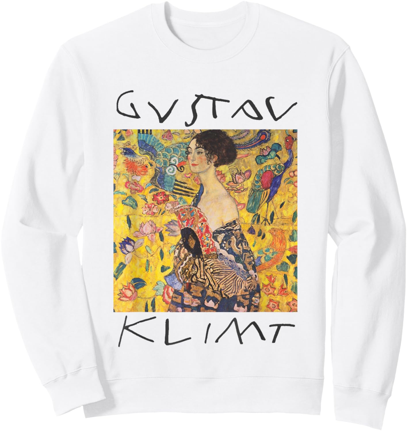 Gustav Klimt Lady With A Fan Vintage Painting Sweatshirt - Sweatshirt | White
